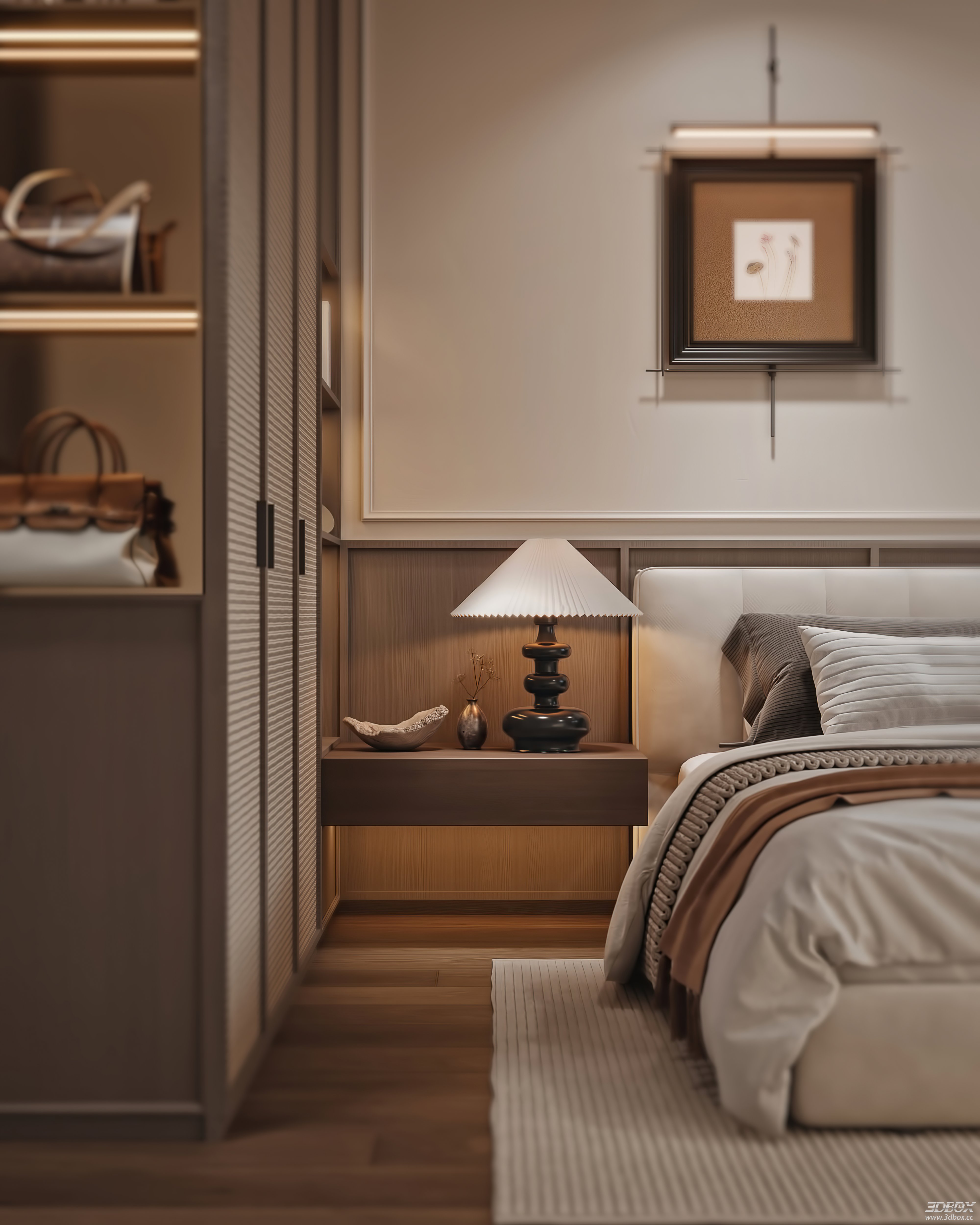 Modern Bedroom 3D Model 3D model - thumbnail 3