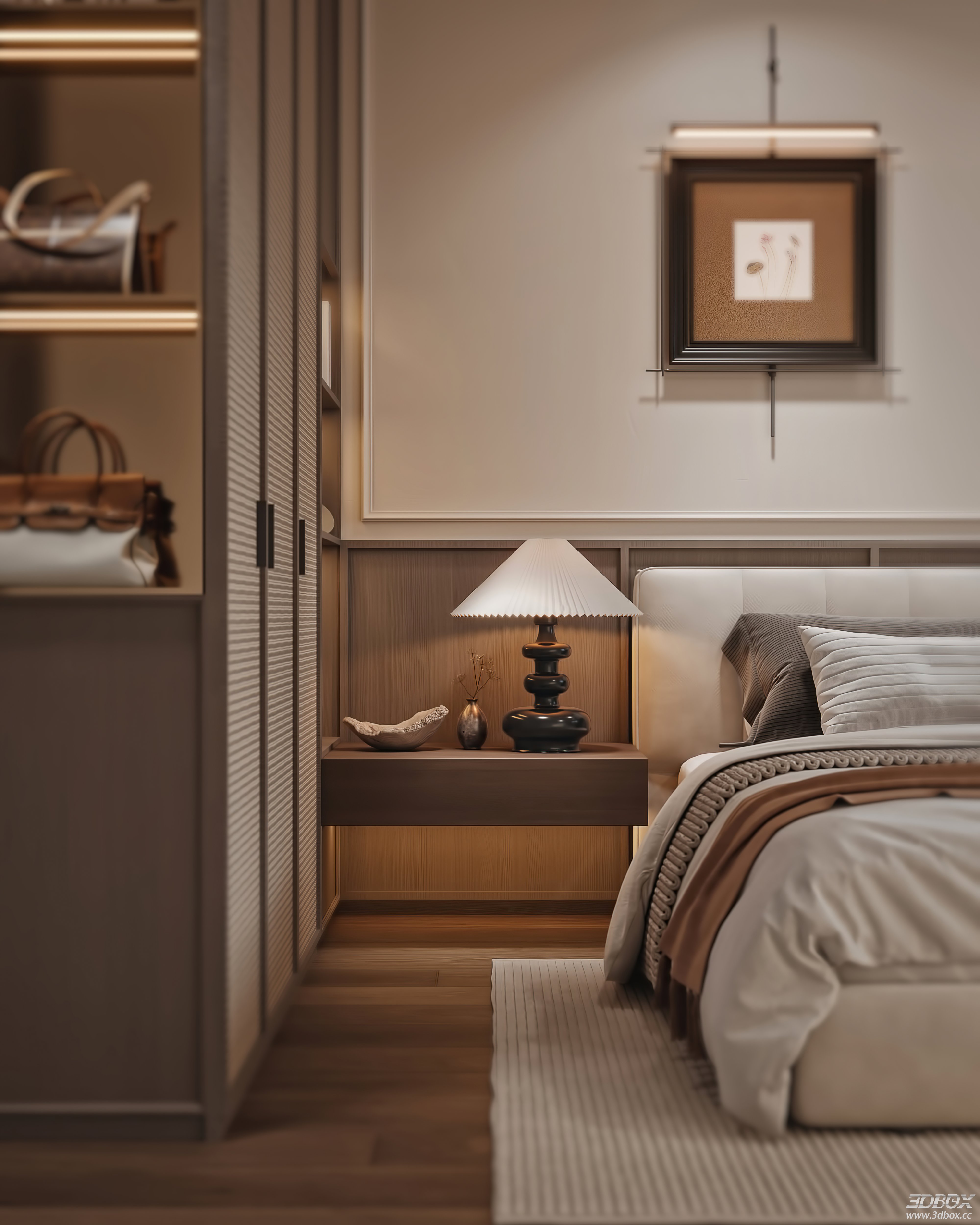 Modern Bedroom 3D Model 3D model - thumbnail 3
