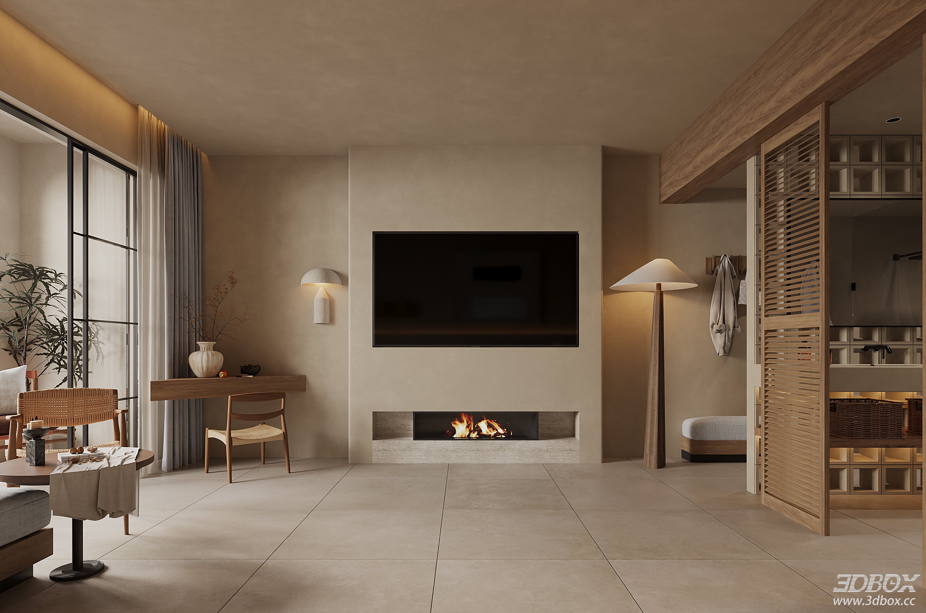 Modern Bedroom 3D Model 3D model - thumbnail 2