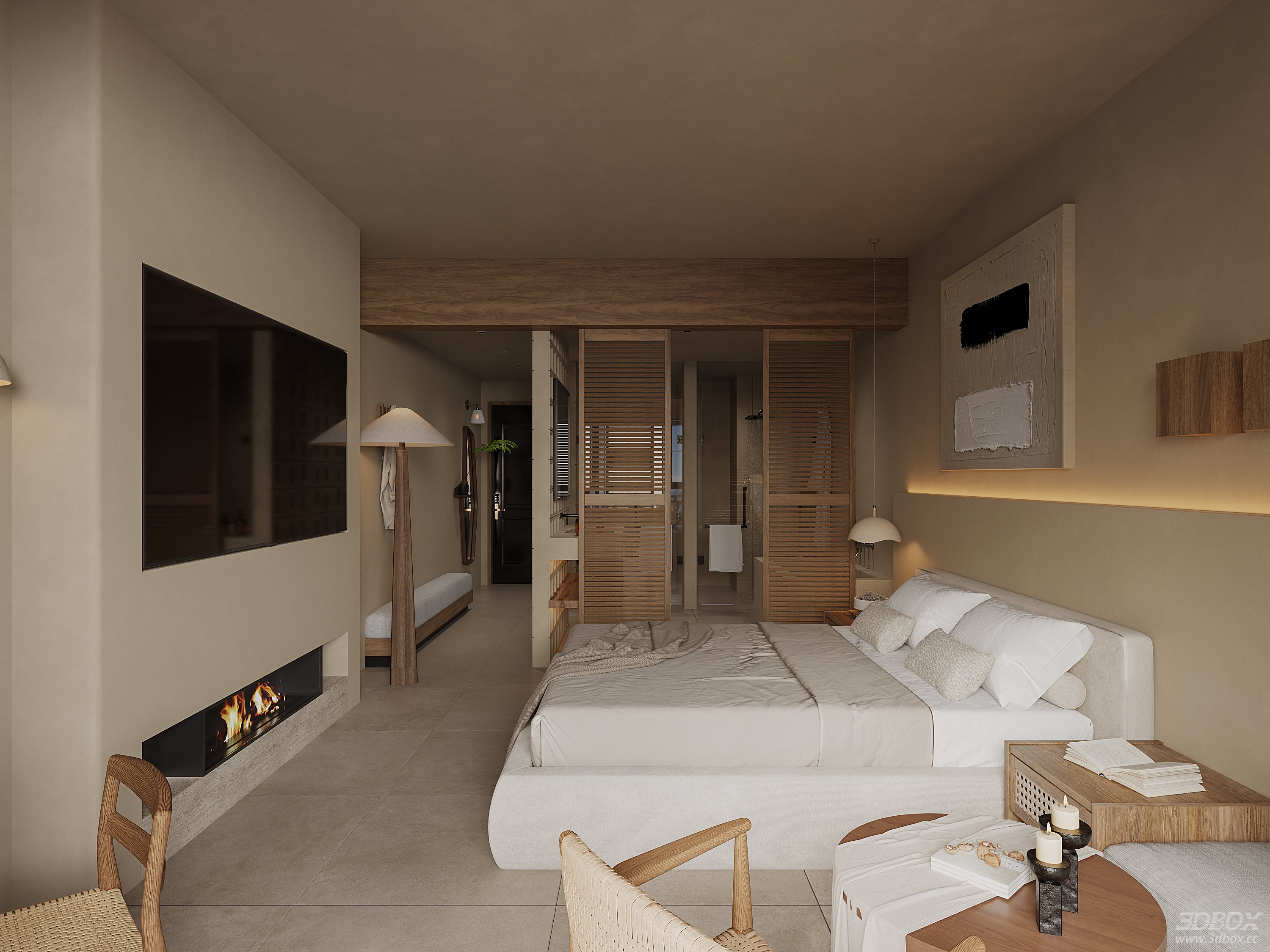 Modern Bedroom 3D Model 3D model - thumbnail 3