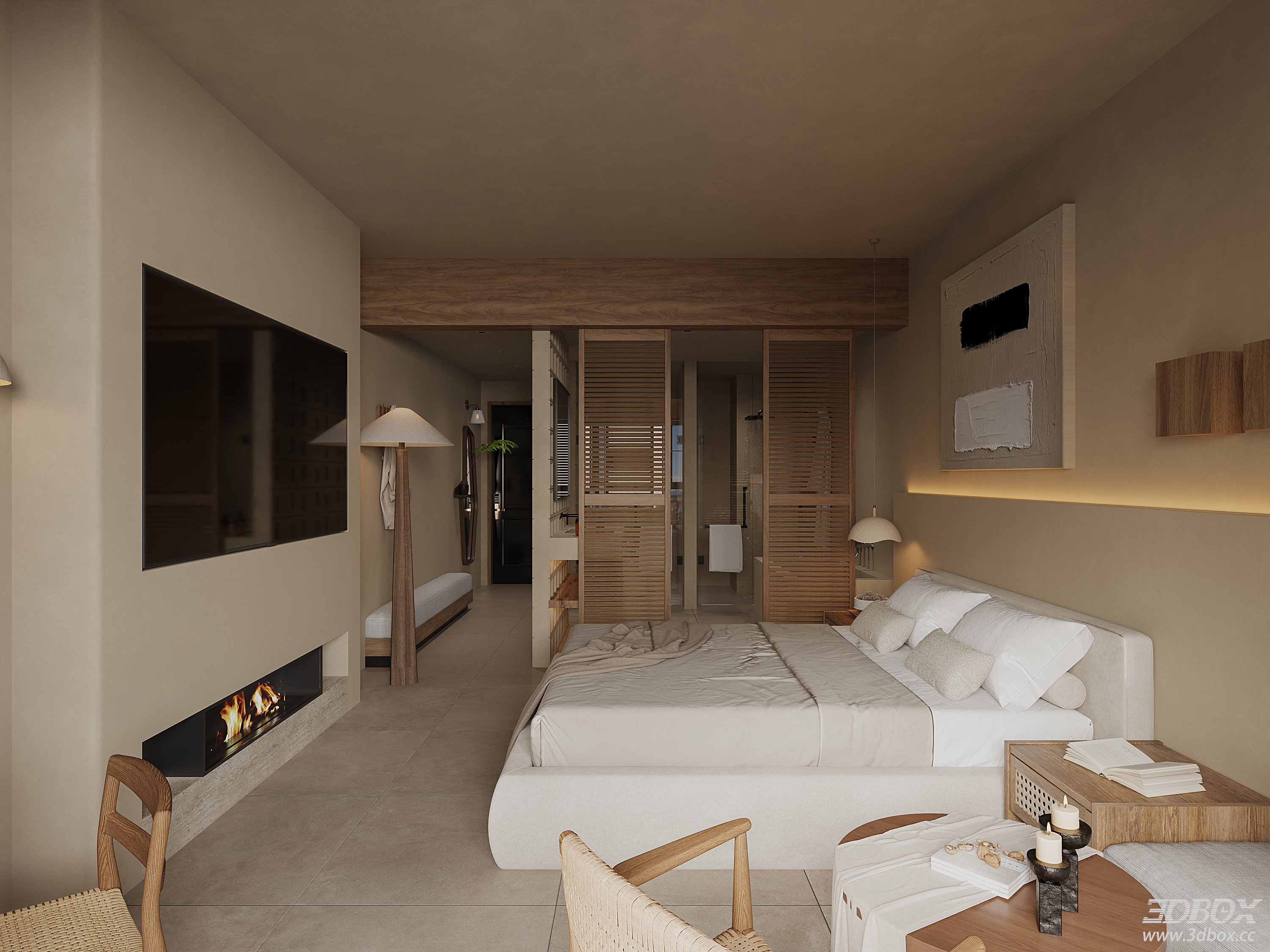 Modern Bedroom 3D Model 3D model - thumbnail 3