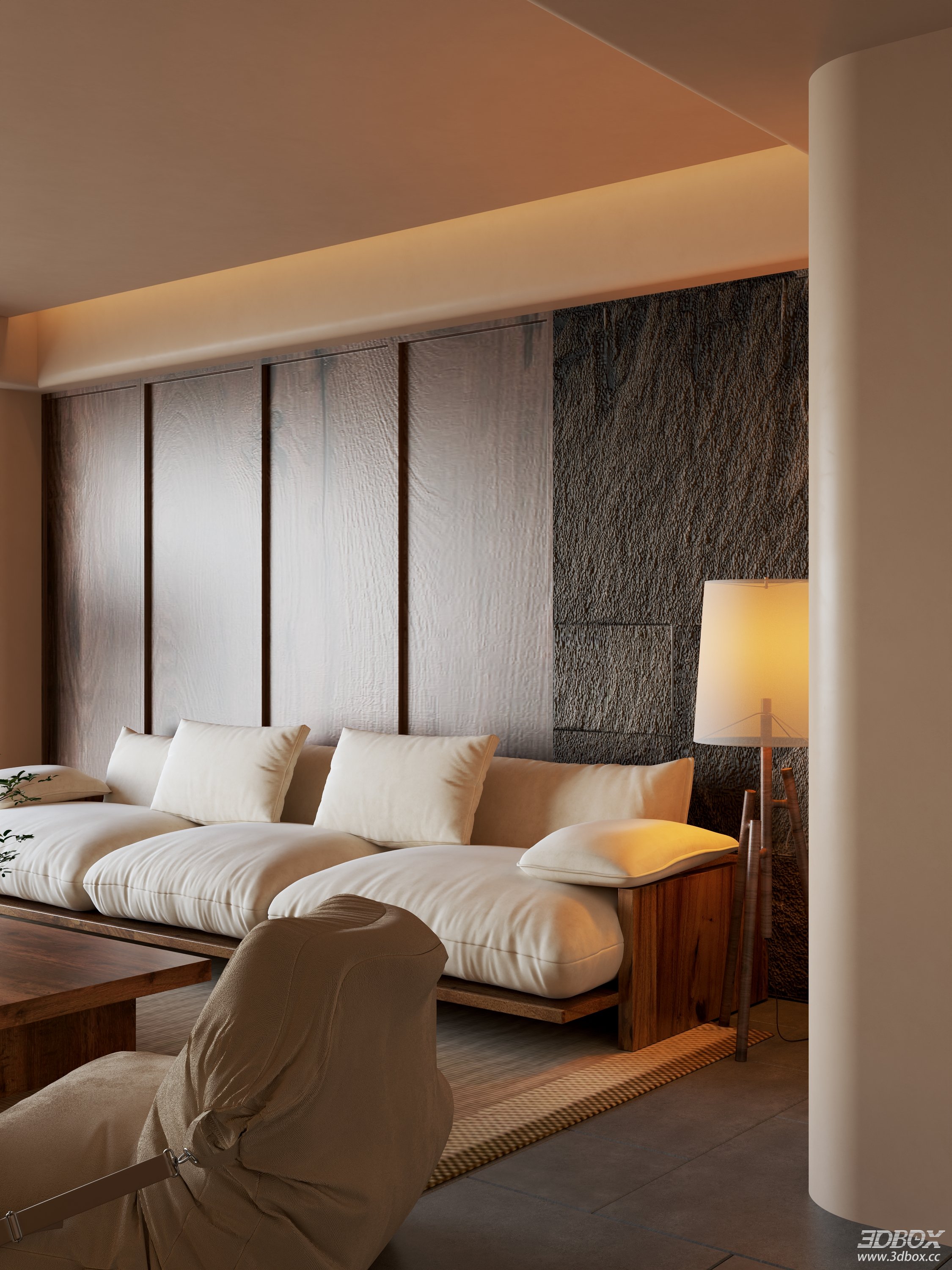 Modern Living Room 3D Model 3D model - thumbnail 4