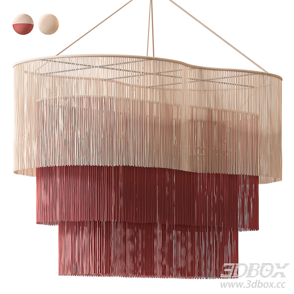 Multilayered Hanging Ceiling Lamp 3D model - thumbnail 1