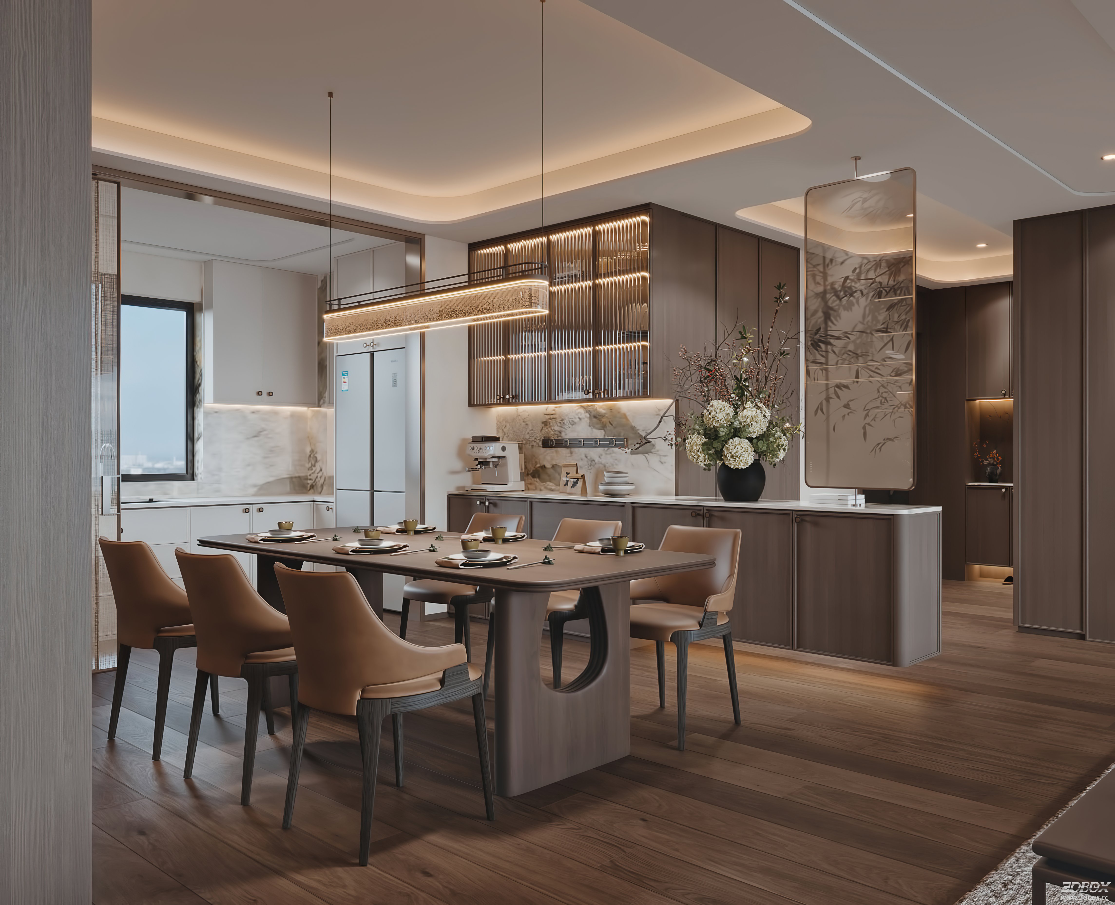 Modern Living Room 3D Model 3D model - thumbnail 8