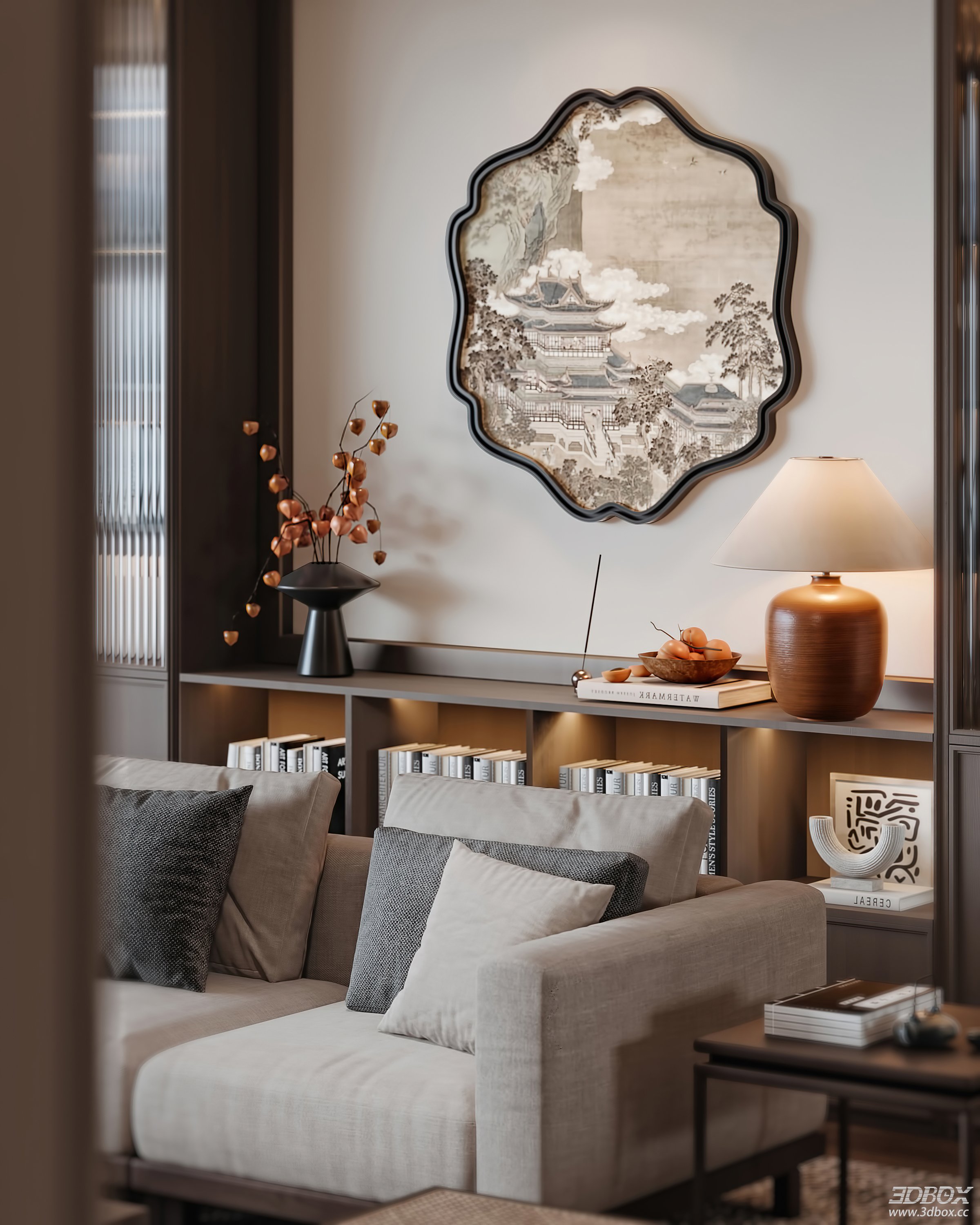 Modern Living Room 3D Model 3D model - thumbnail 3