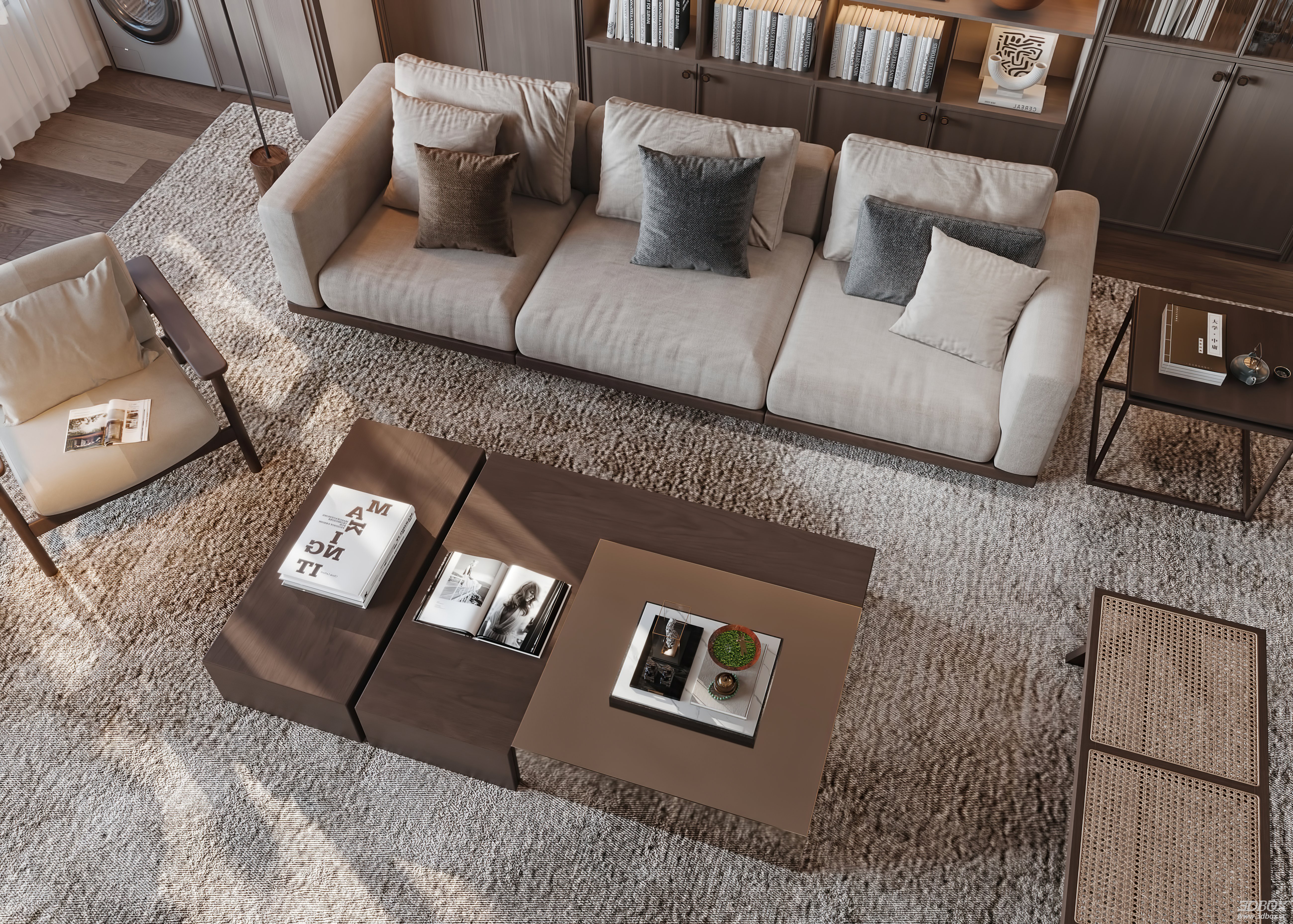 Modern Living Room 3D Model 3D model - thumbnail 7