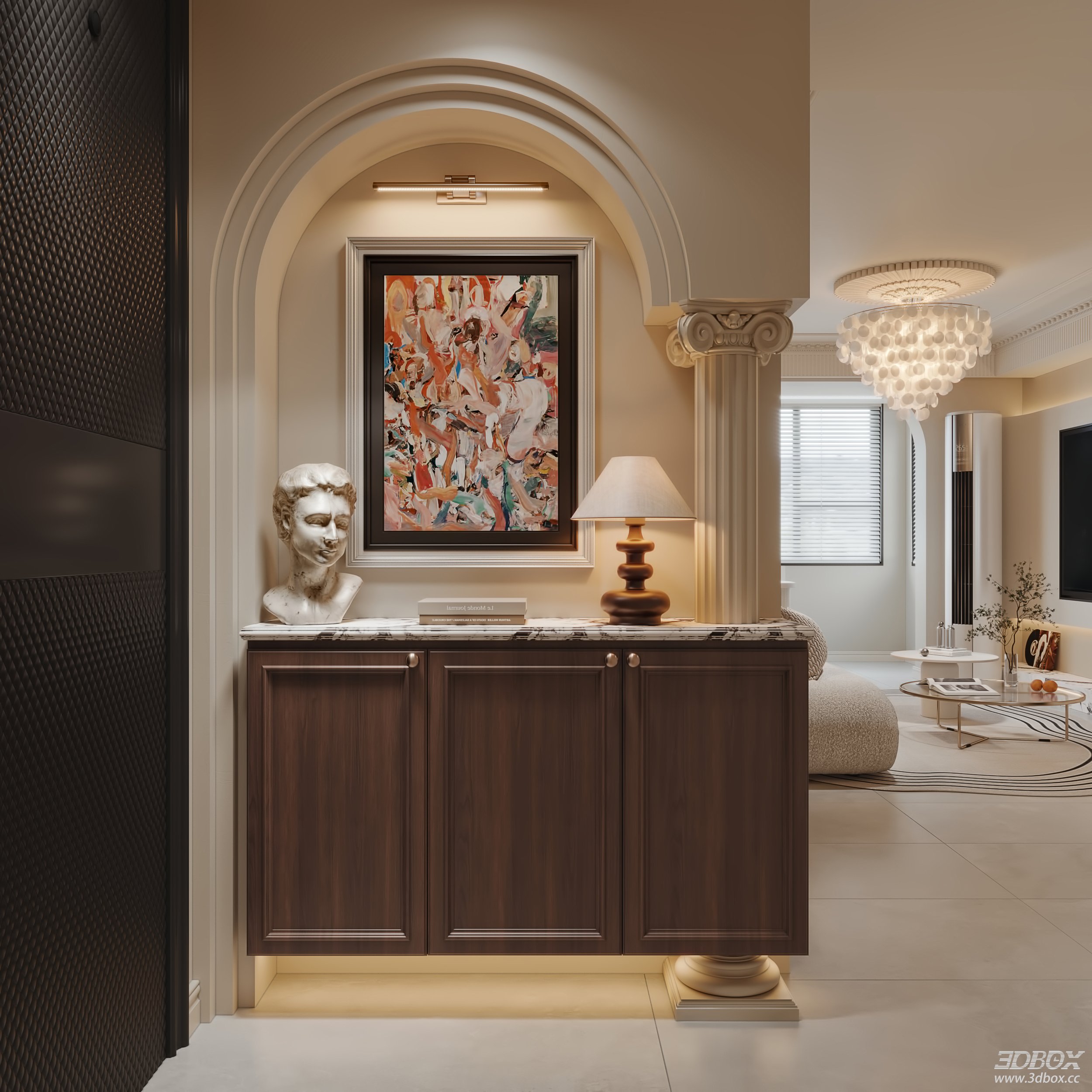 Modern Living Room 3D Model 3D model - thumbnail 8