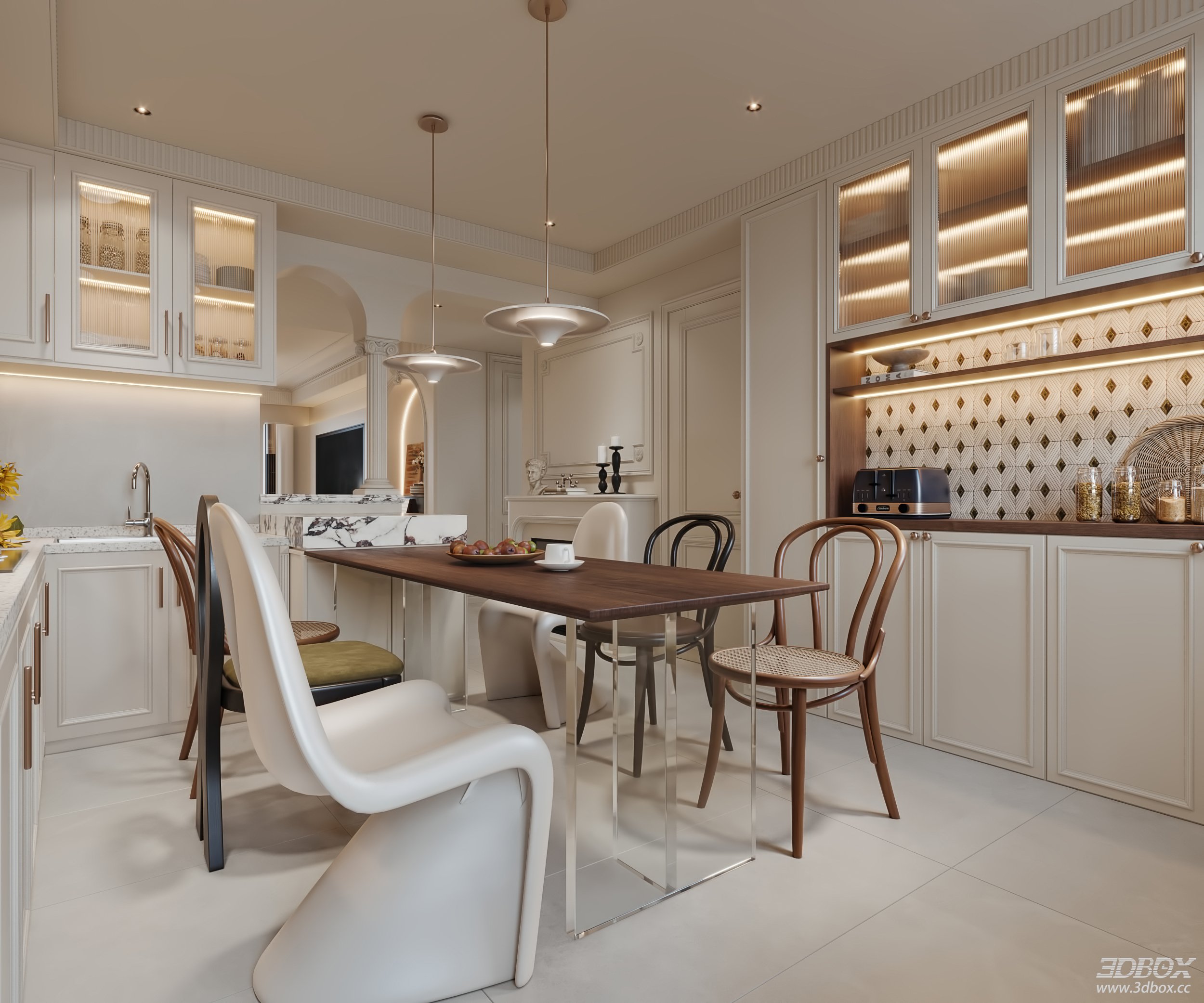 Modern Living Room 3D Model 3D model - thumbnail 9