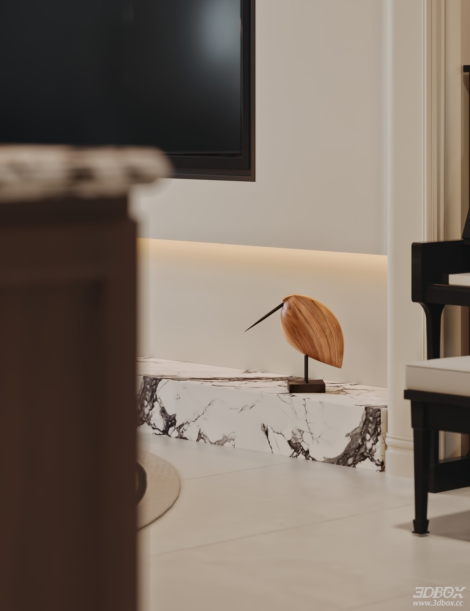 Modern Living Room 3D Model 3D model - thumbnail 1