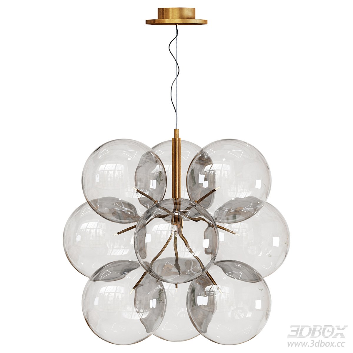 Modern Glass Ceiling Lamp 3D model - thumbnail 2