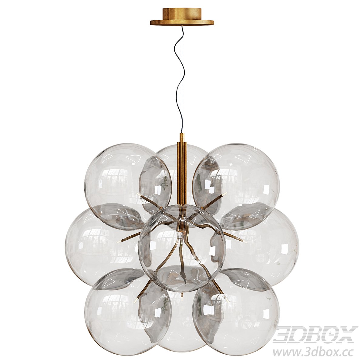 Modern Glass Ceiling Lamp 3D model - thumbnail 2