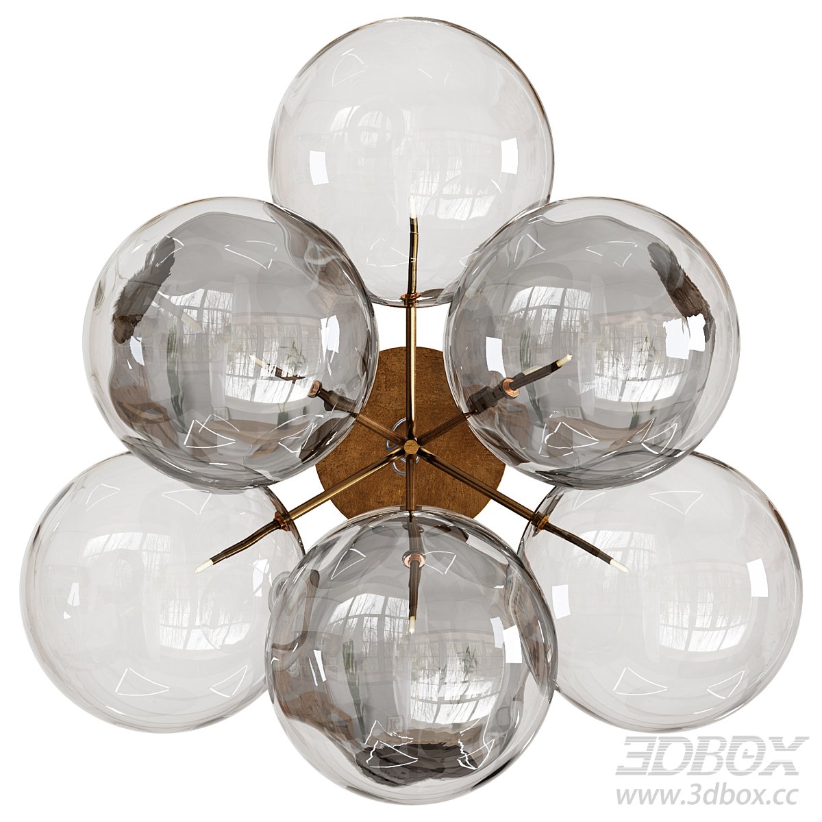 Modern Glass Ceiling Lamp 3D model - thumbnail 1