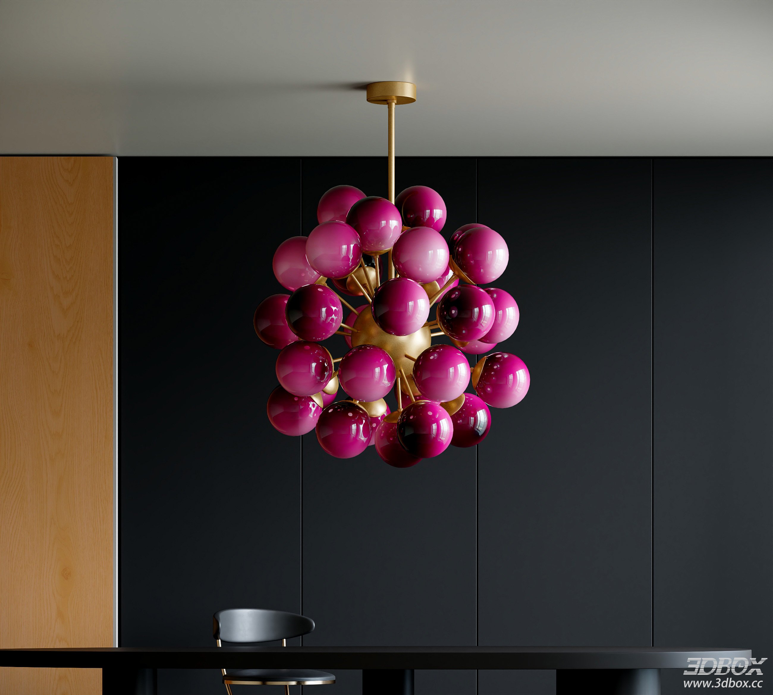 Modern Pink Ceiling Lamp 3D model - thumbnail 1