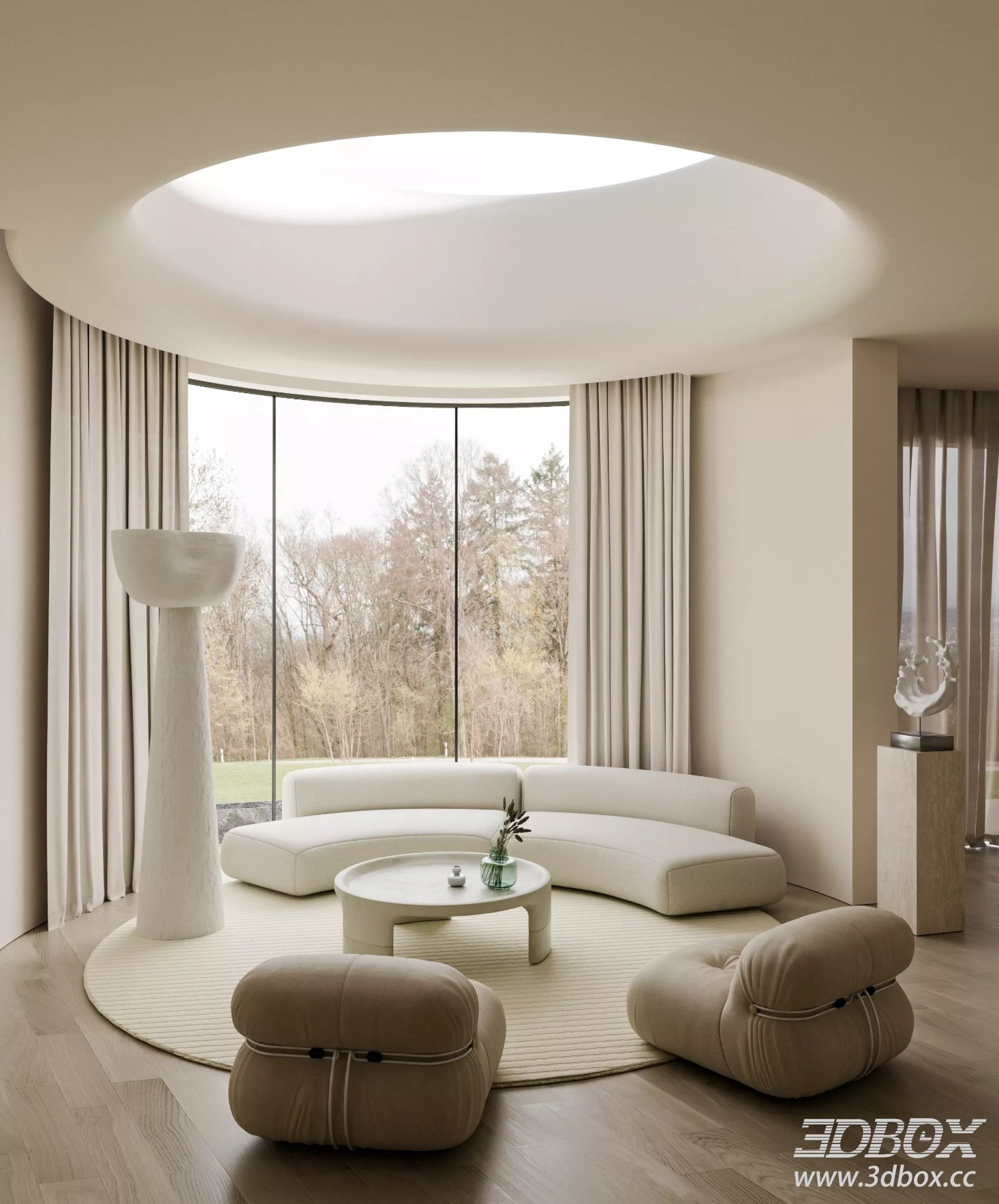 Modern Living Room 3D Model 3D model - thumbnail 2