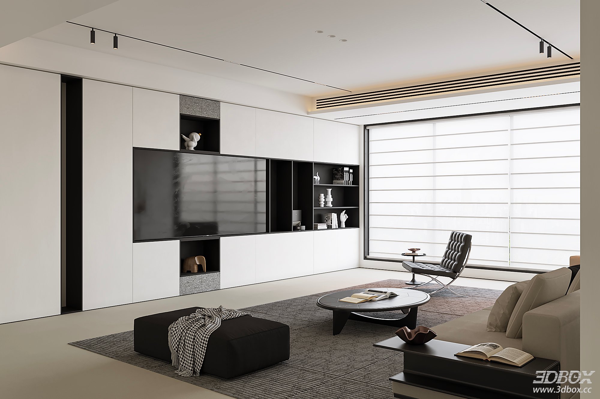 Modern Living Room 3D Model 3D model - thumbnail 5
