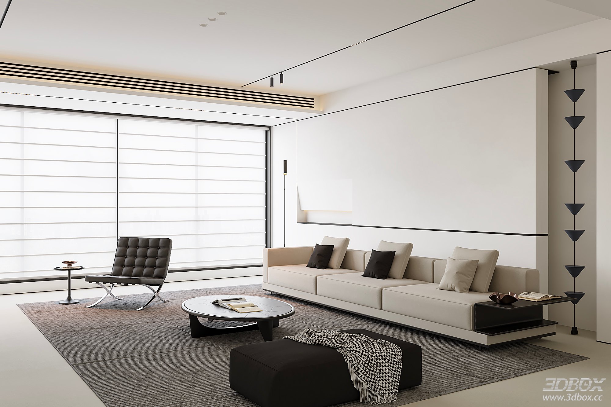 Modern Living Room 3D Model 3D model - thumbnail 6