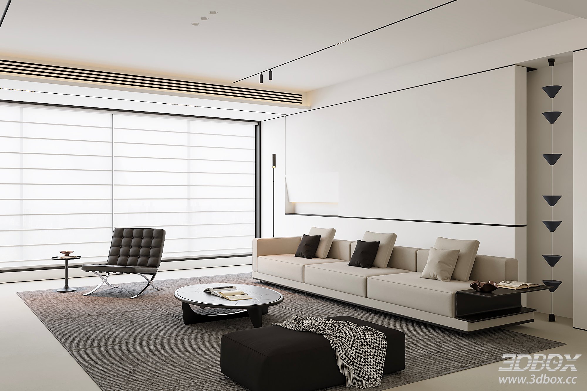 Modern Living Room 3D Model 3D model - thumbnail 6