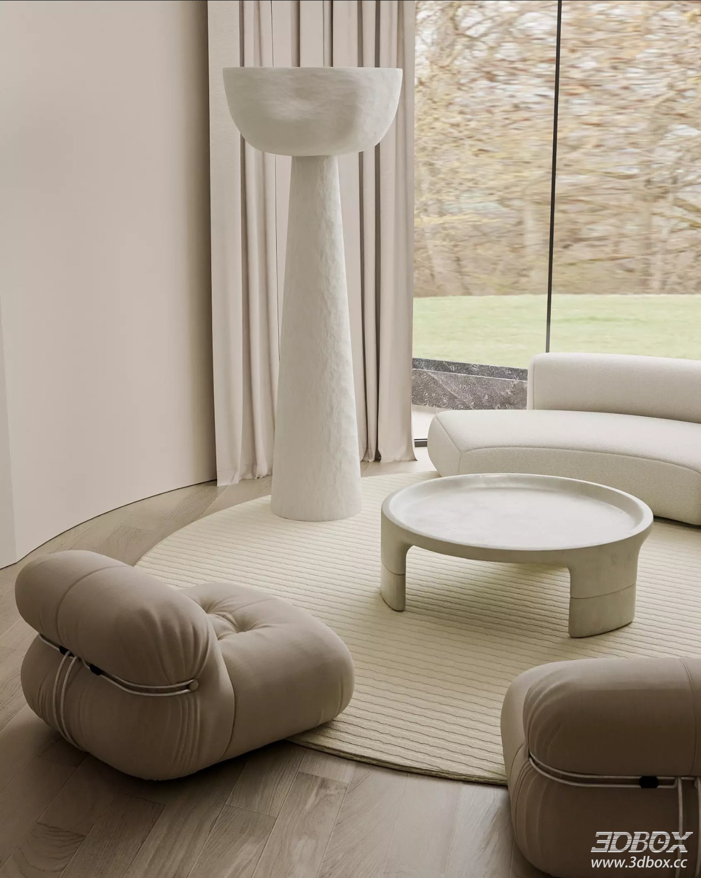Modern Living Room 3D Model 3D model - thumbnail 3