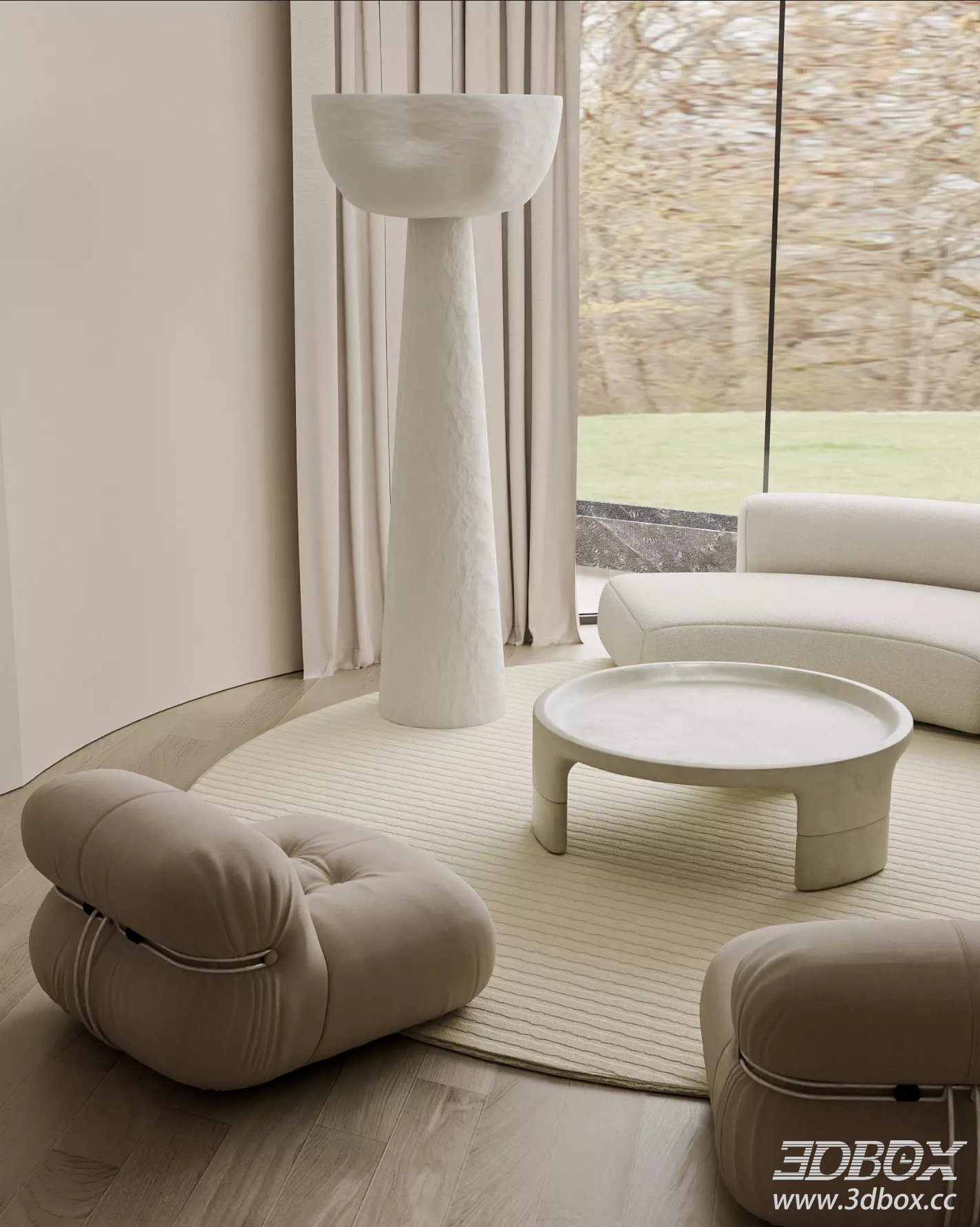 Modern Living Room 3D Model 3D model - thumbnail 3