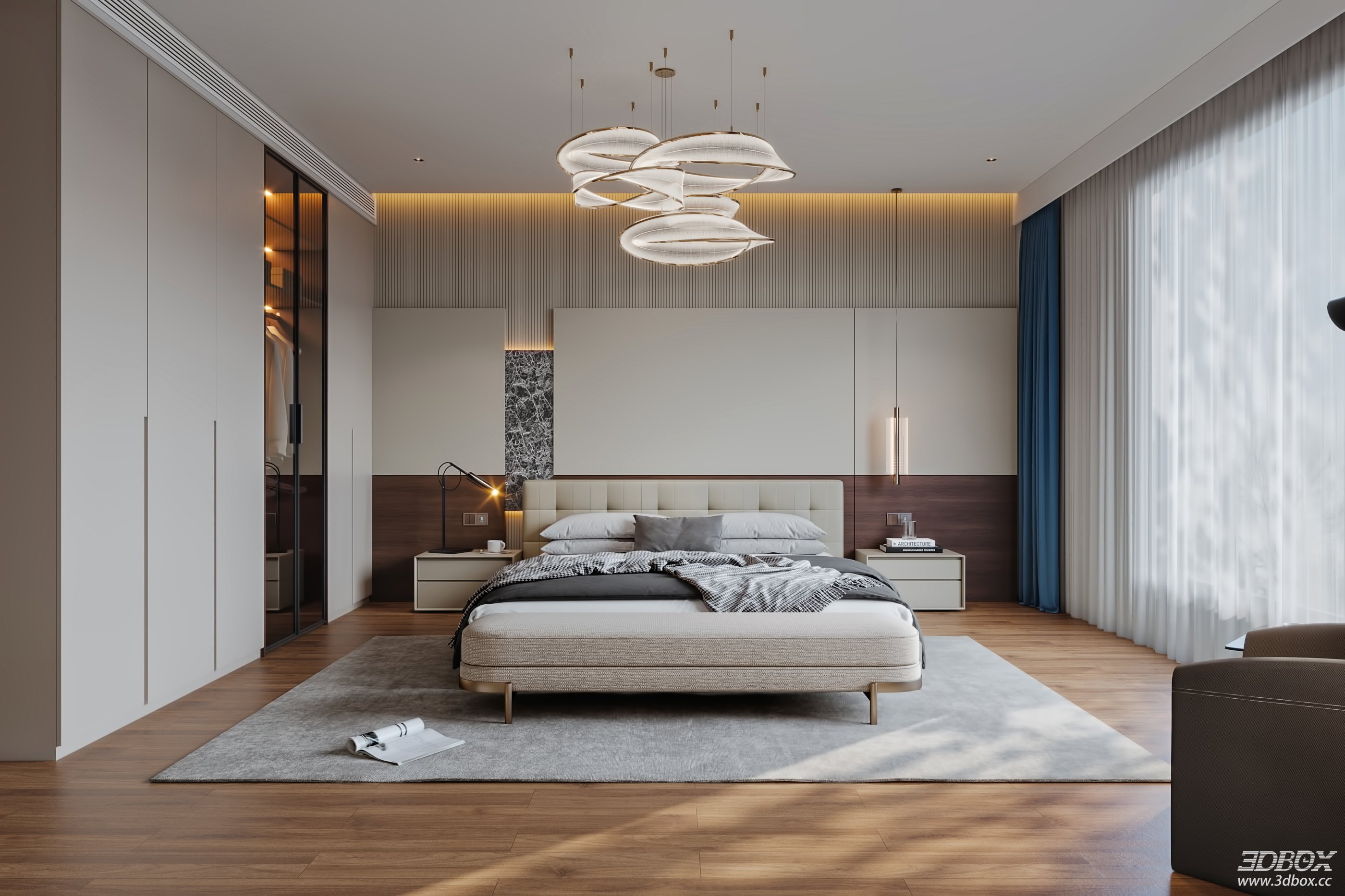 Modern Bedroom 3D Model 3D model - thumbnail 6