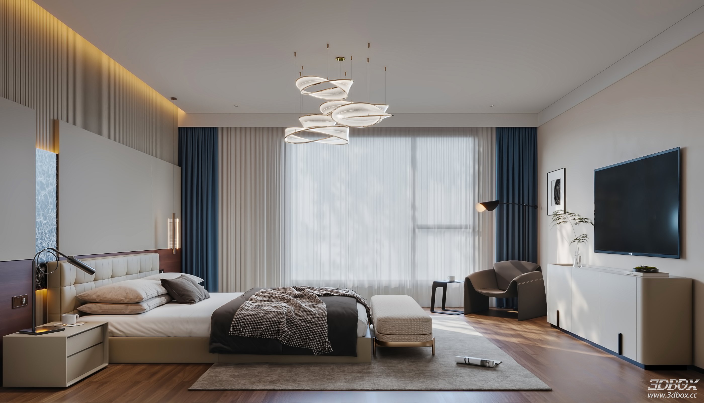 Modern Bedroom 3D Model 3D model - thumbnail 5