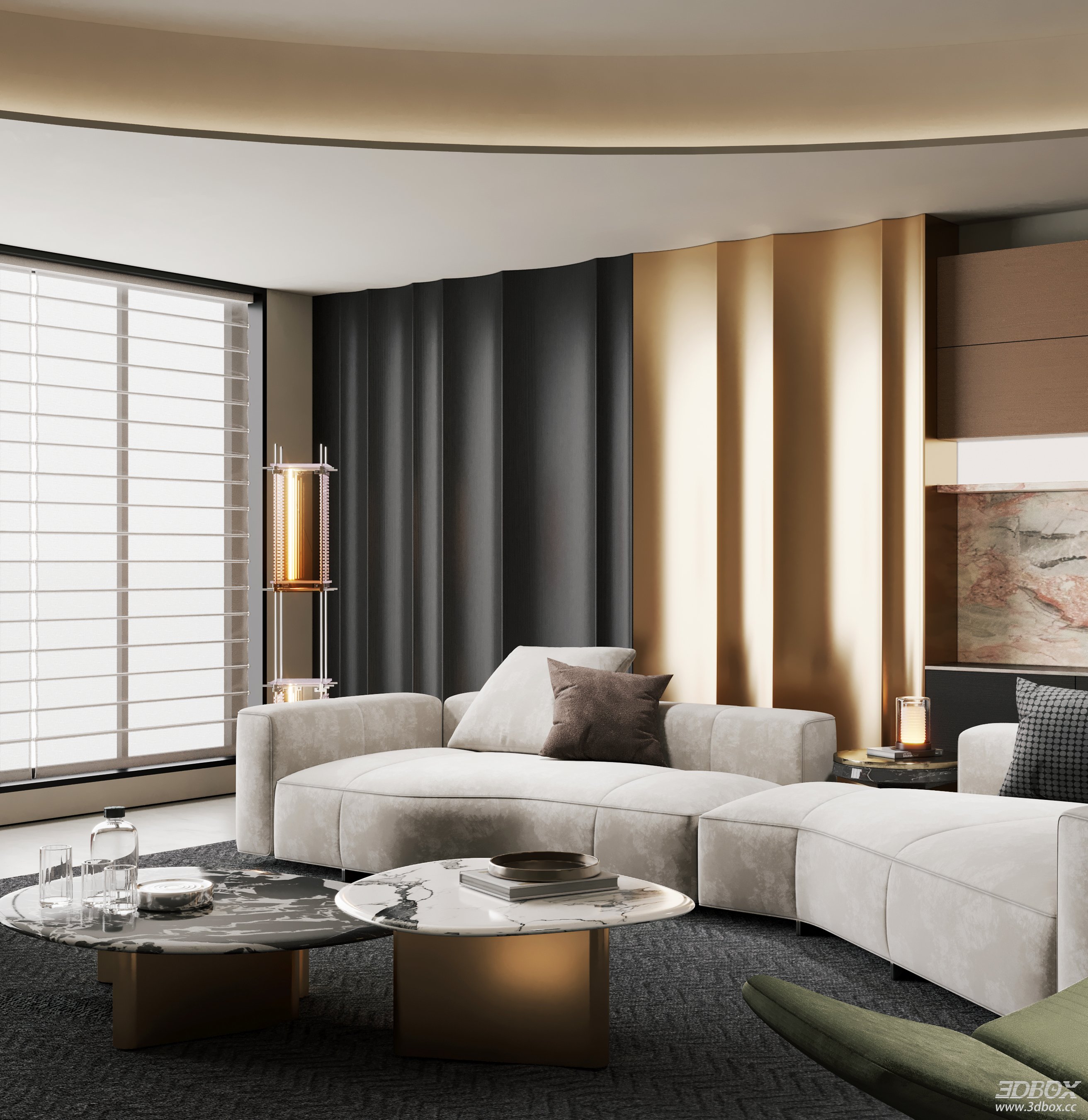Modern Living Room 3D Model 3D model - thumbnail 2