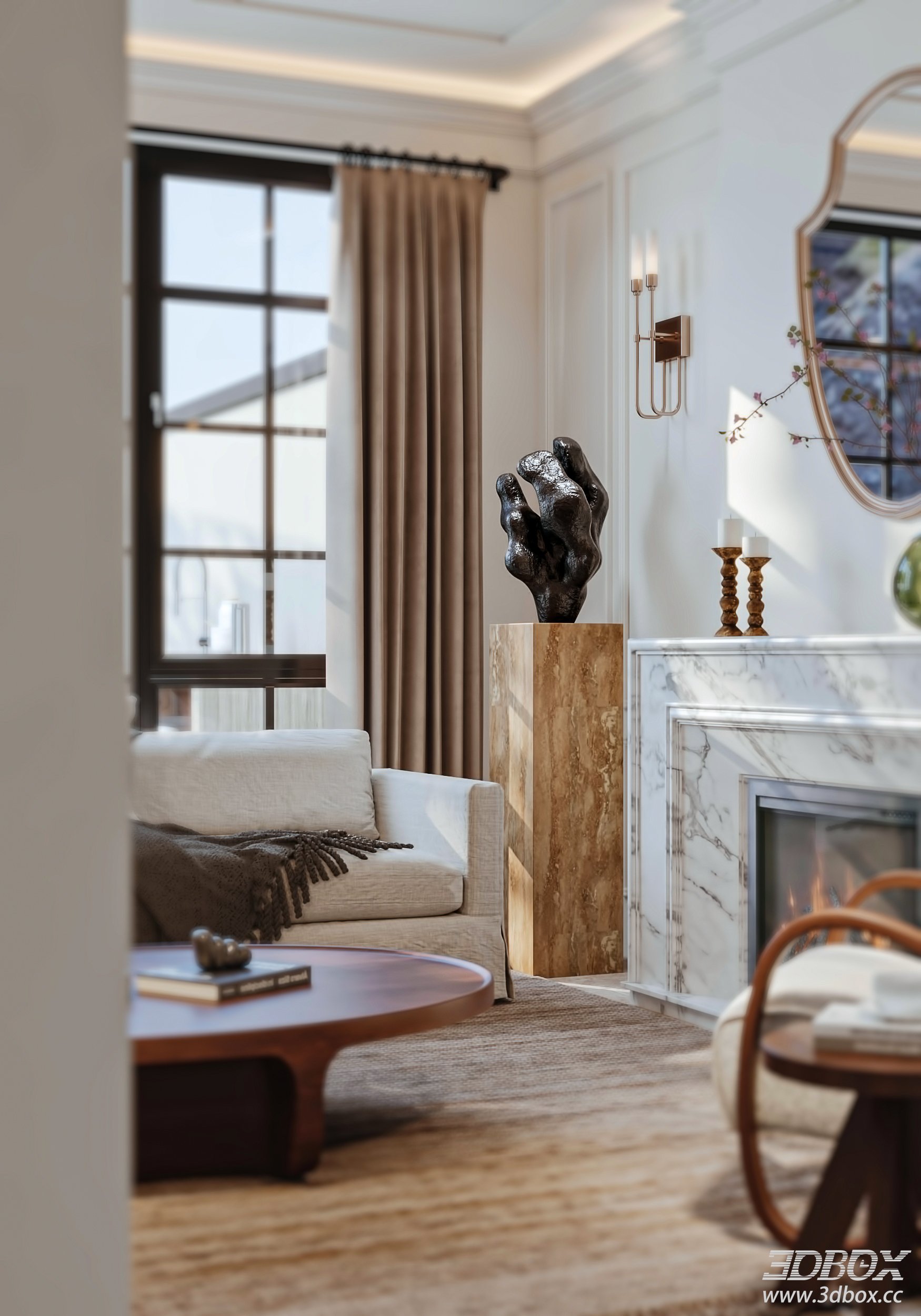 Modern Living Room 3D Model 3D model - thumbnail 3