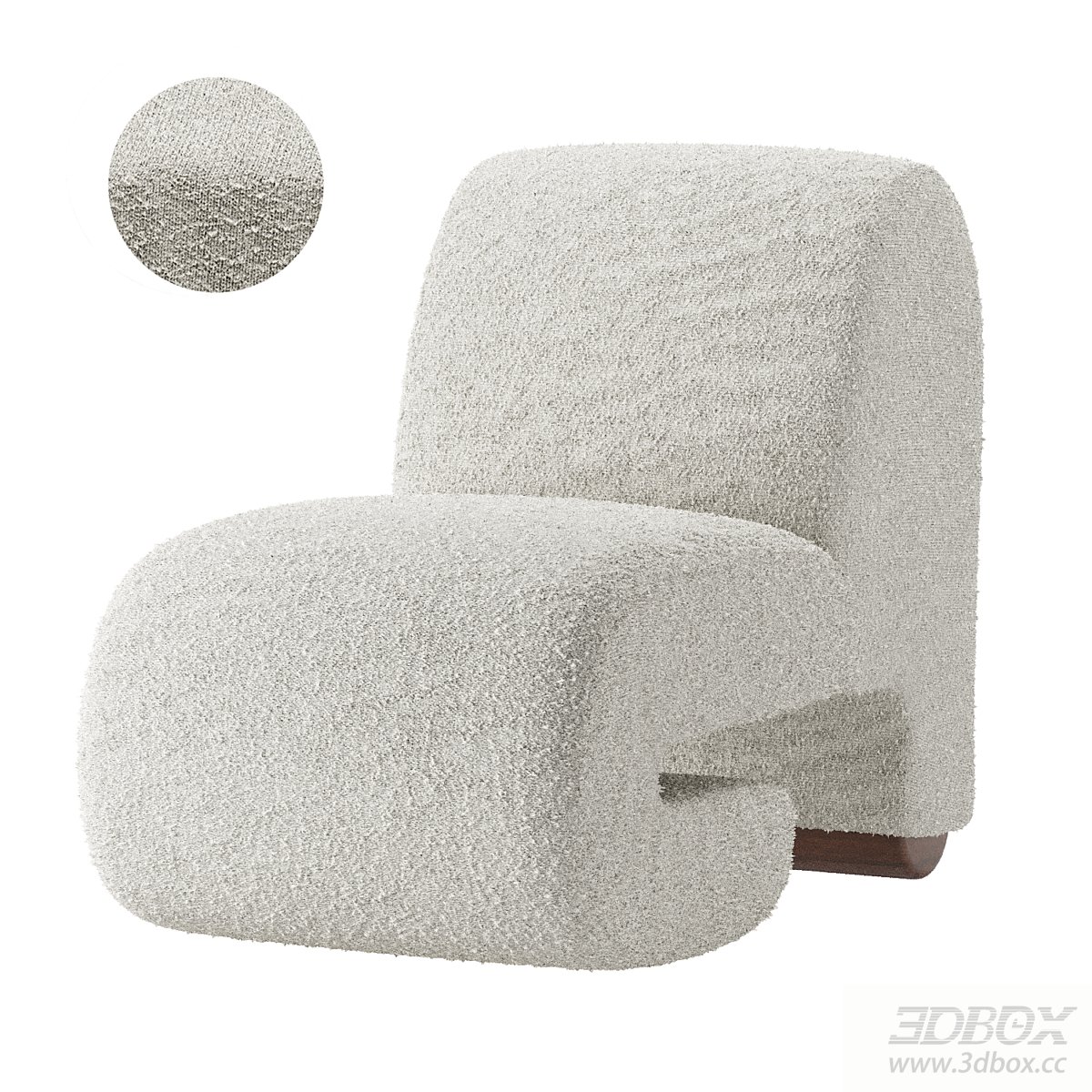 Modern Armchair with Soft Fabric 3D model - thumbnail 1