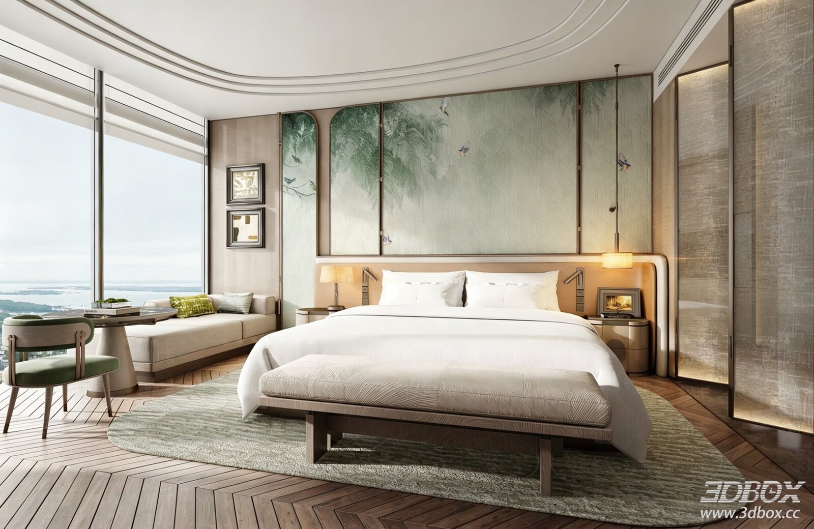 Modern Light Luxury Hotel Room Hotel Suite 3D Model 3D model - front view