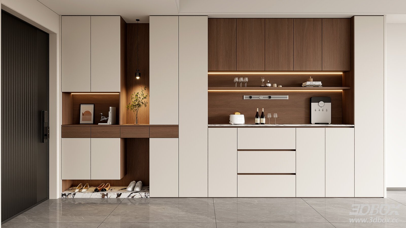Modern Entryway Shoe Cabinet Shoe Cabinet Sideboard Shoe Cabinet Wine Cabinet 3D model - front view