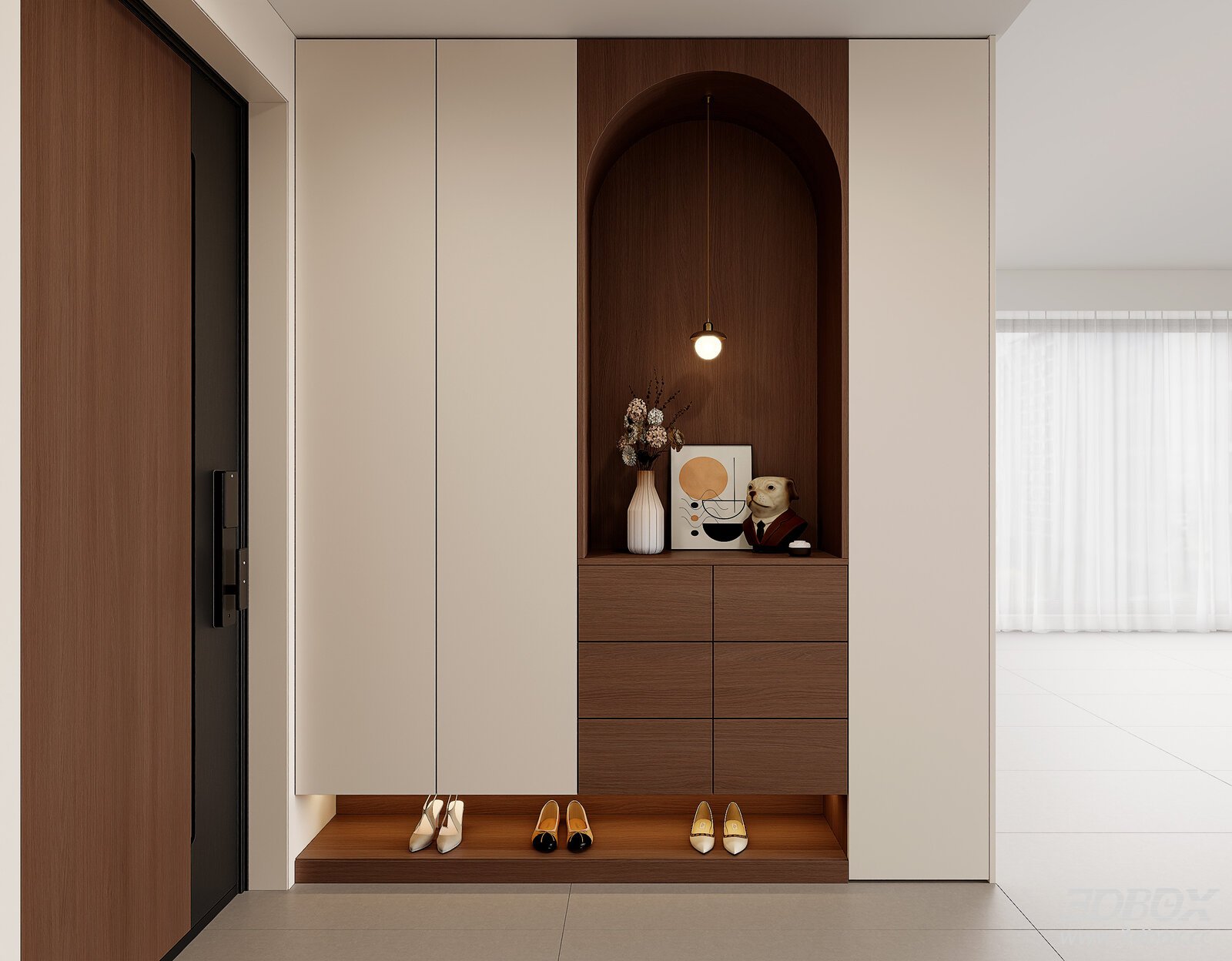 Modern Vintage Shoe Cabinet Entryway Shoe Cabinet Entryway 3D model - front view