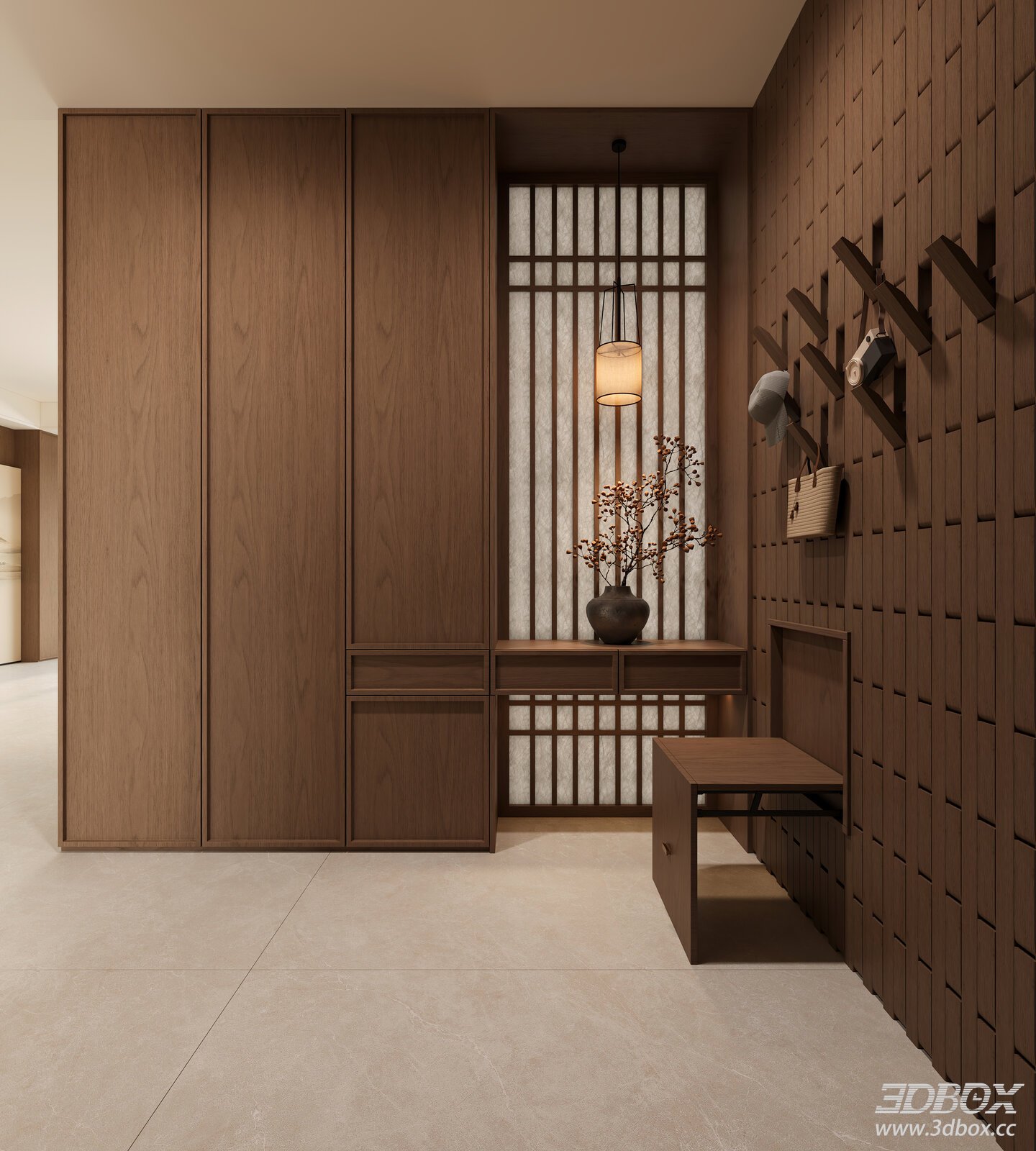 New Chinese Entryway Entryway Entryway Entryway Corridor 3D model - front view