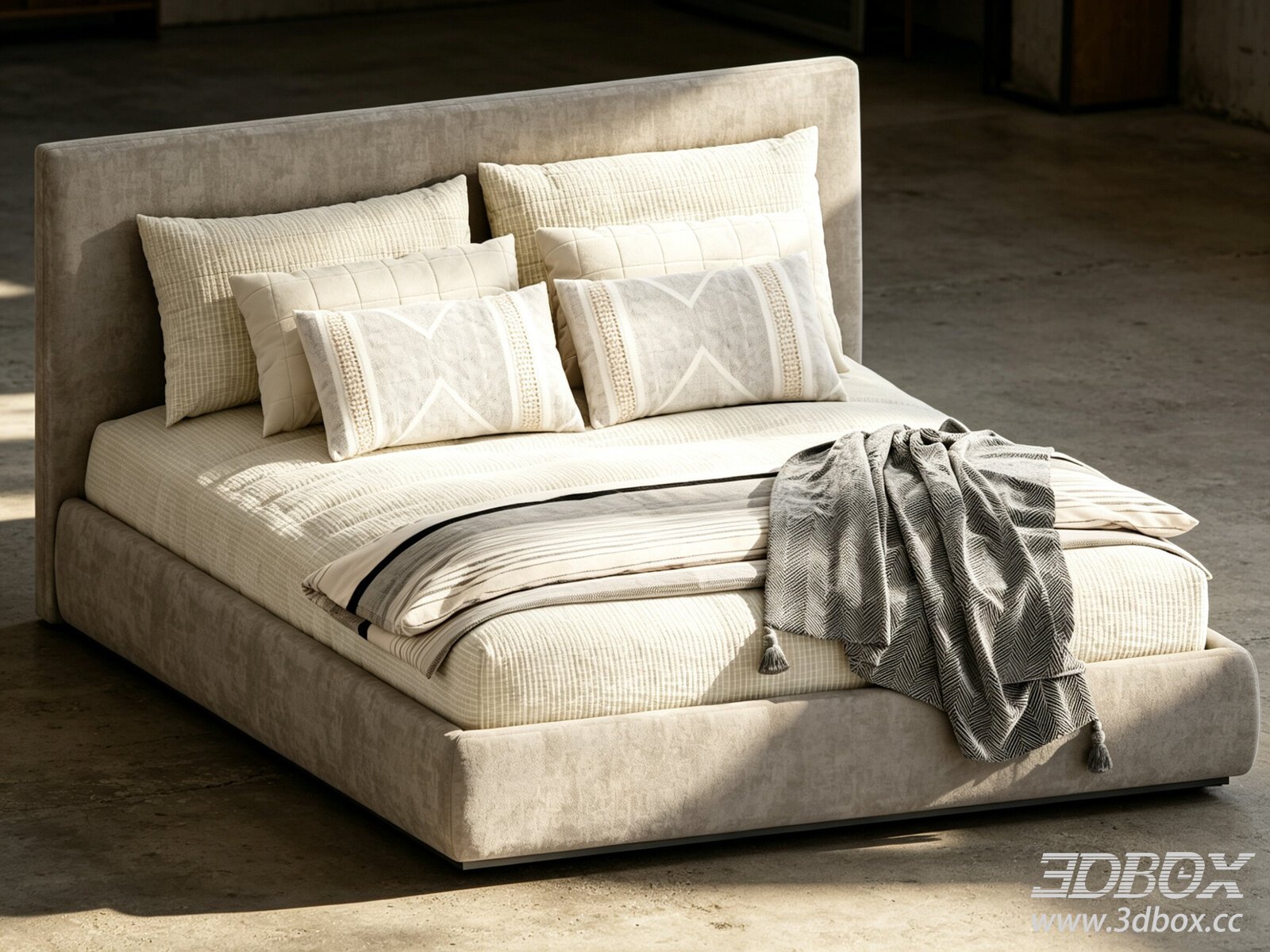 Double Bed Double Bed Master Bedroom 3D model - thumbnail 1