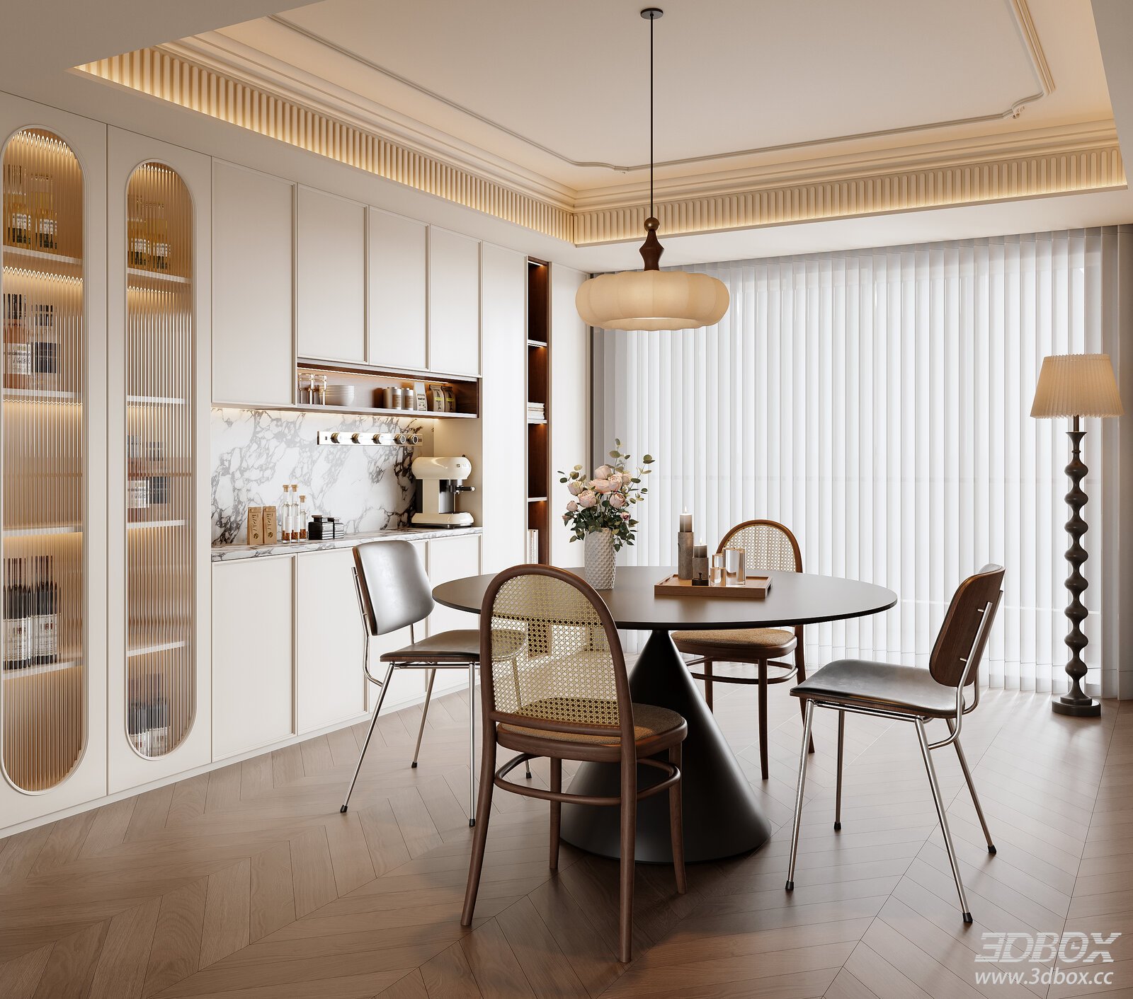 French Dining Room 3D model - front view