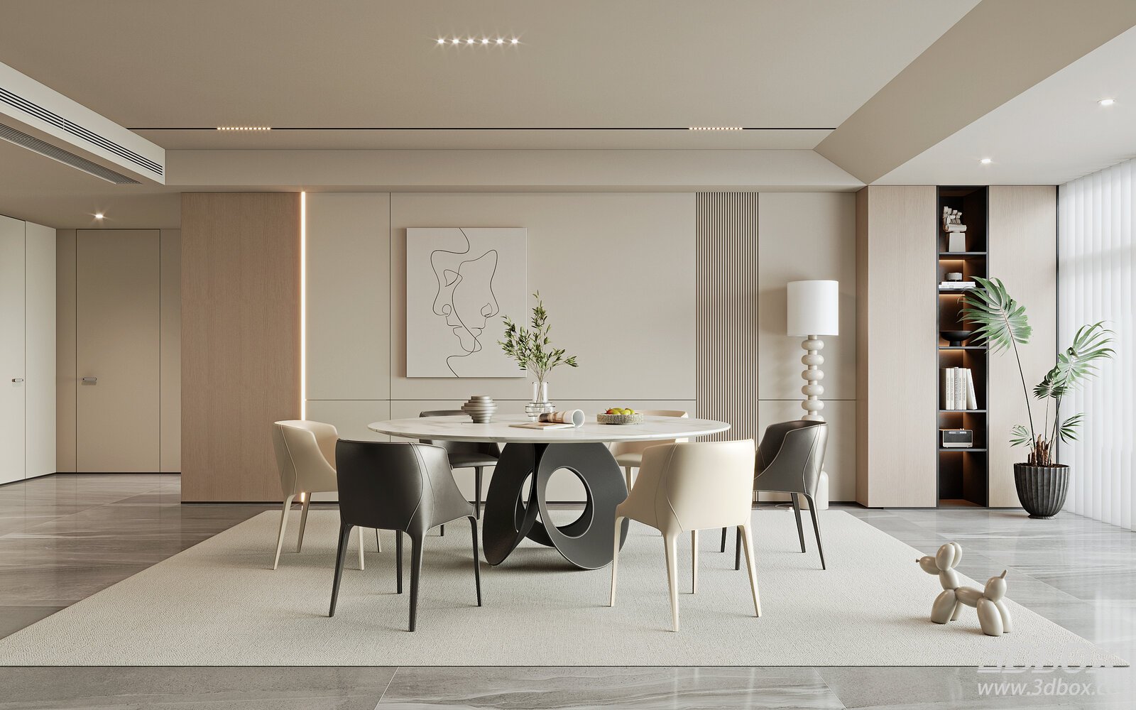 Modern Dining Room 3D model - front view