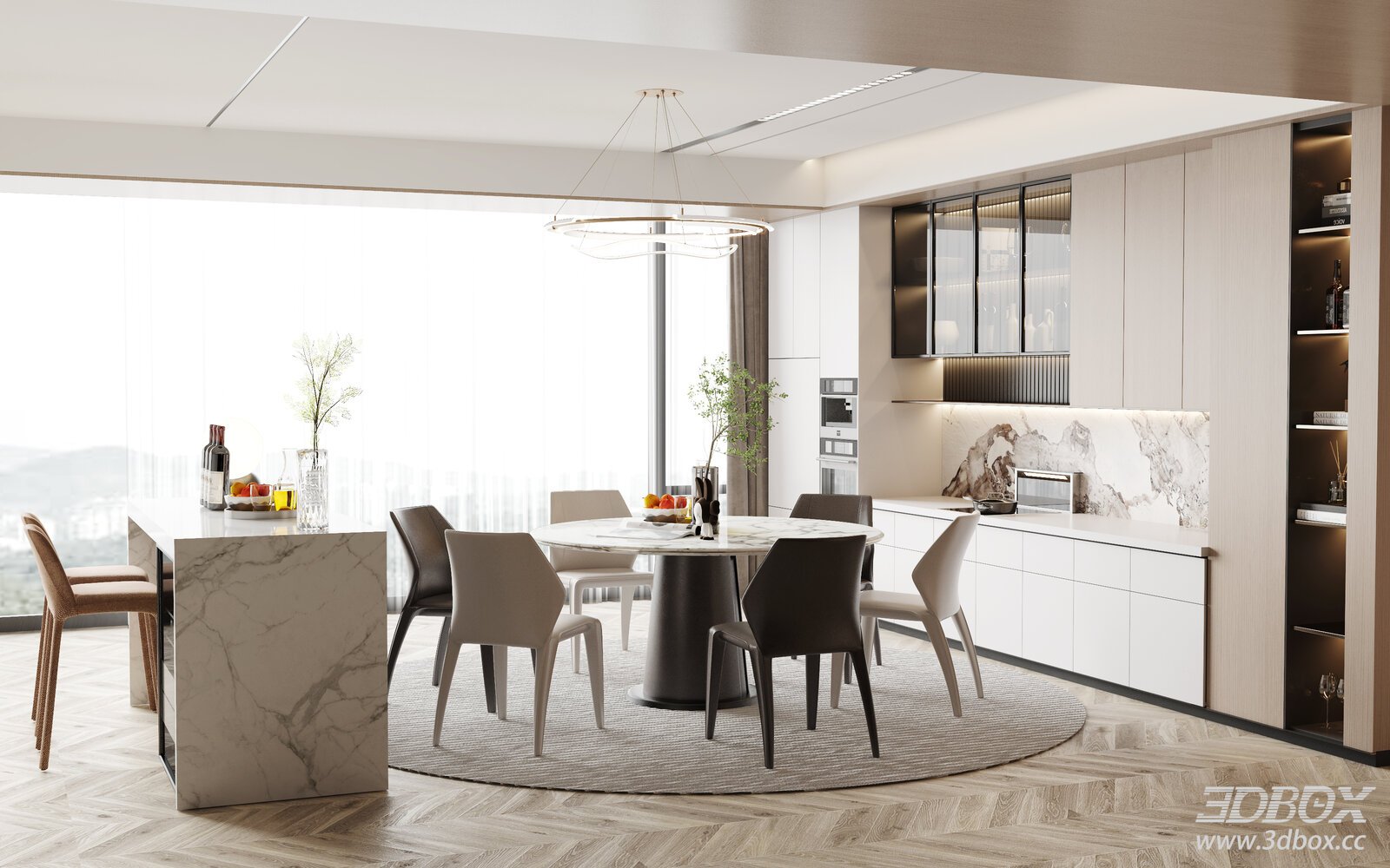 Modern Dining Room 3D model - front view