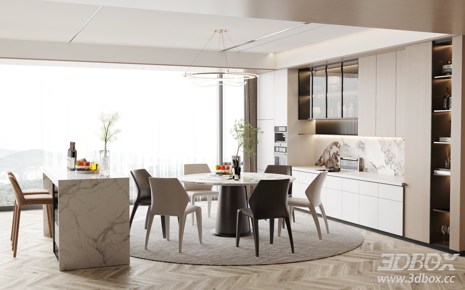 Modern Dining Room 3D model - thumbnail 1