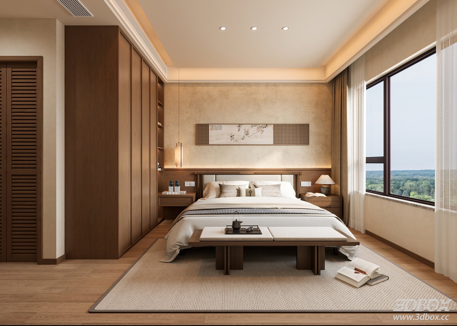 New Chinese Song Style Bedroom 3D model - thumbnail 1