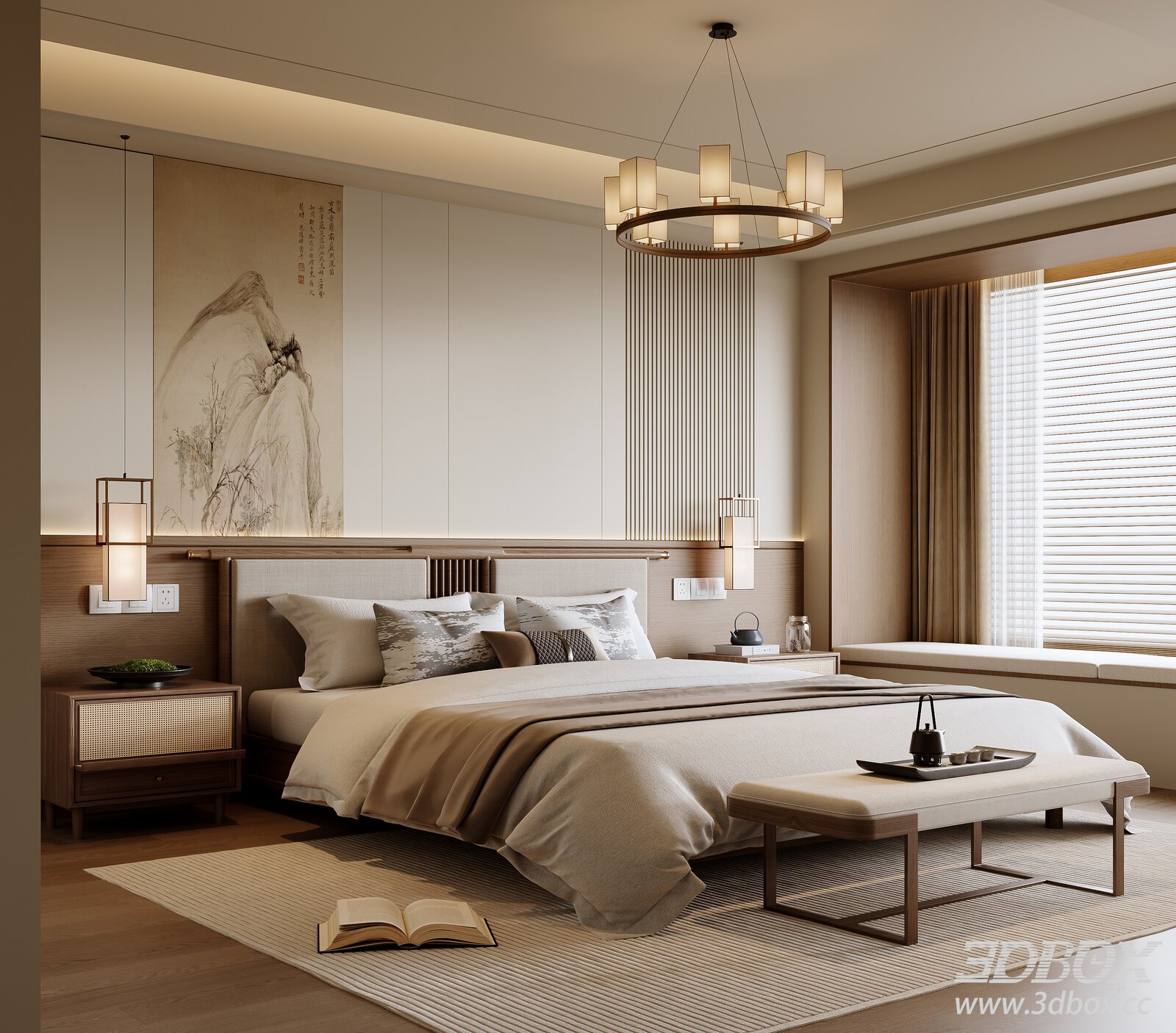 New Chinese Song Style Bedroom 3D model - thumbnail 1