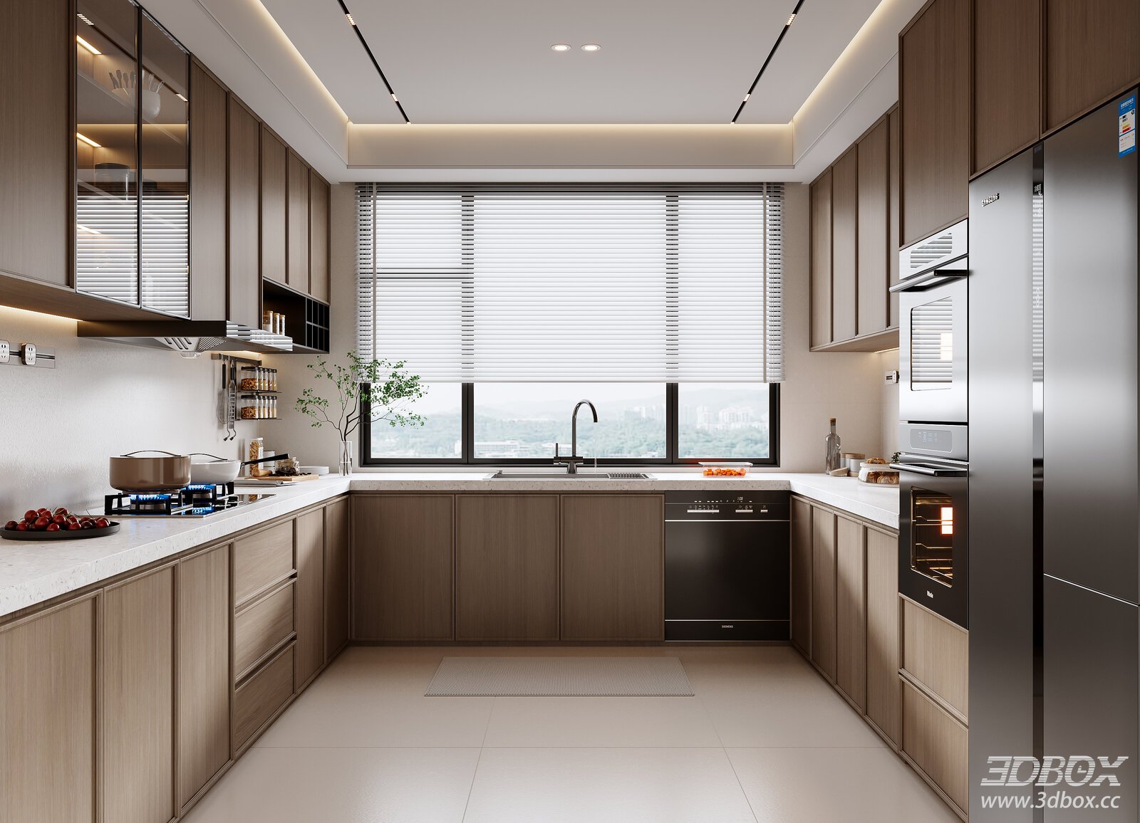 New Chinese Song Style Kitchen 3D model - front view