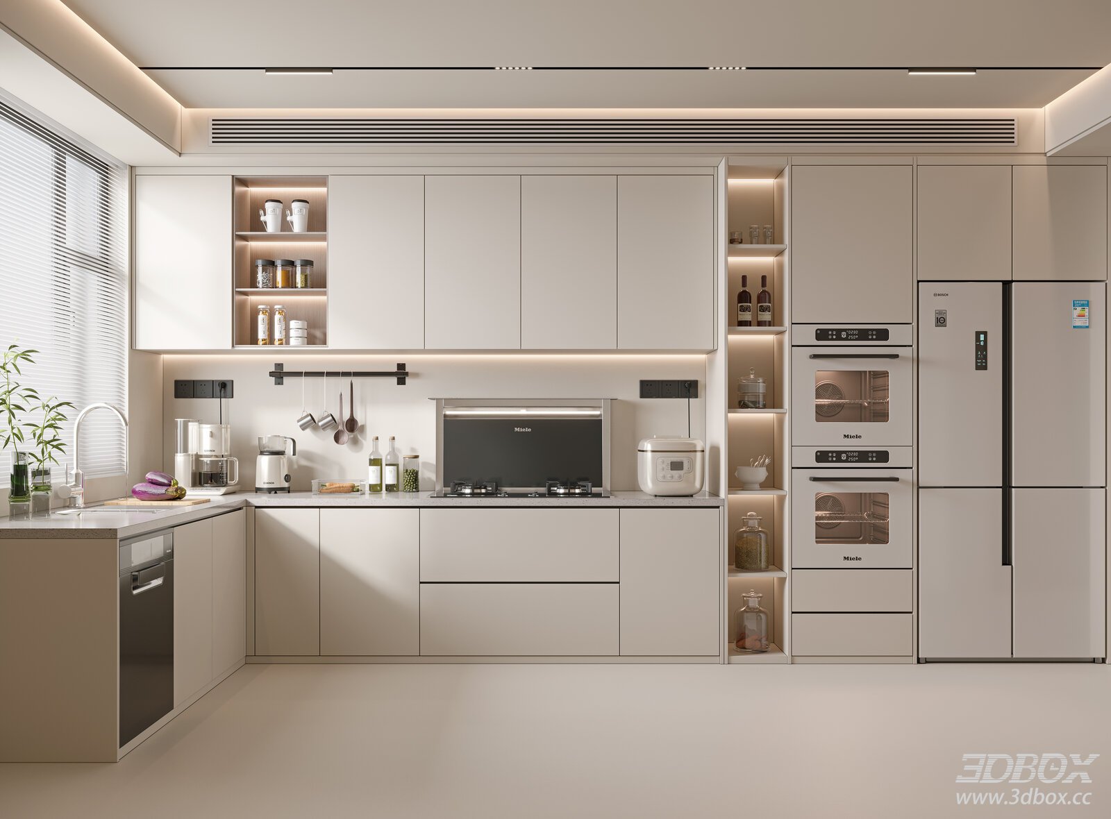Modern Kitchen 3D model - front view