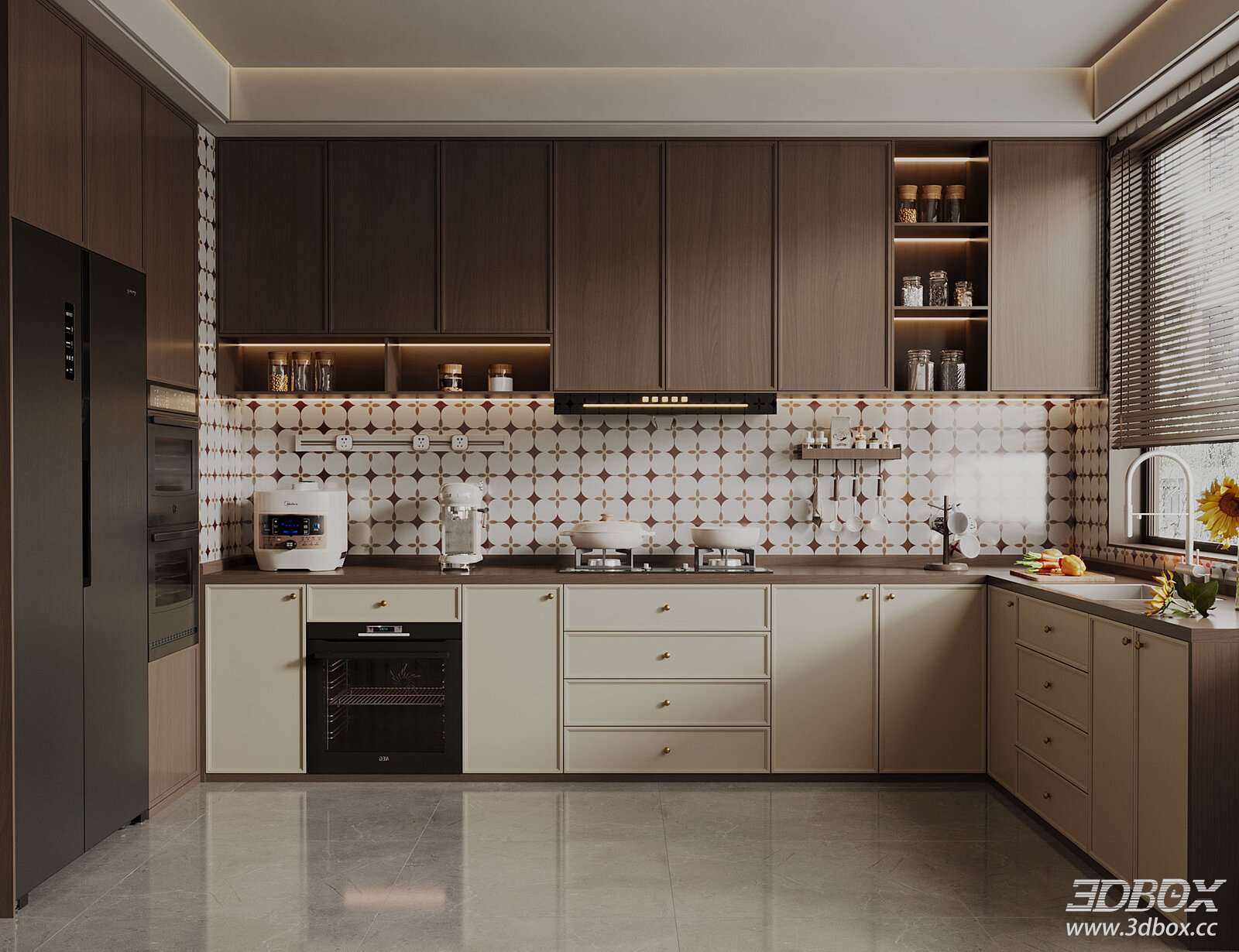 Vintage Kitchen 3D model - front view