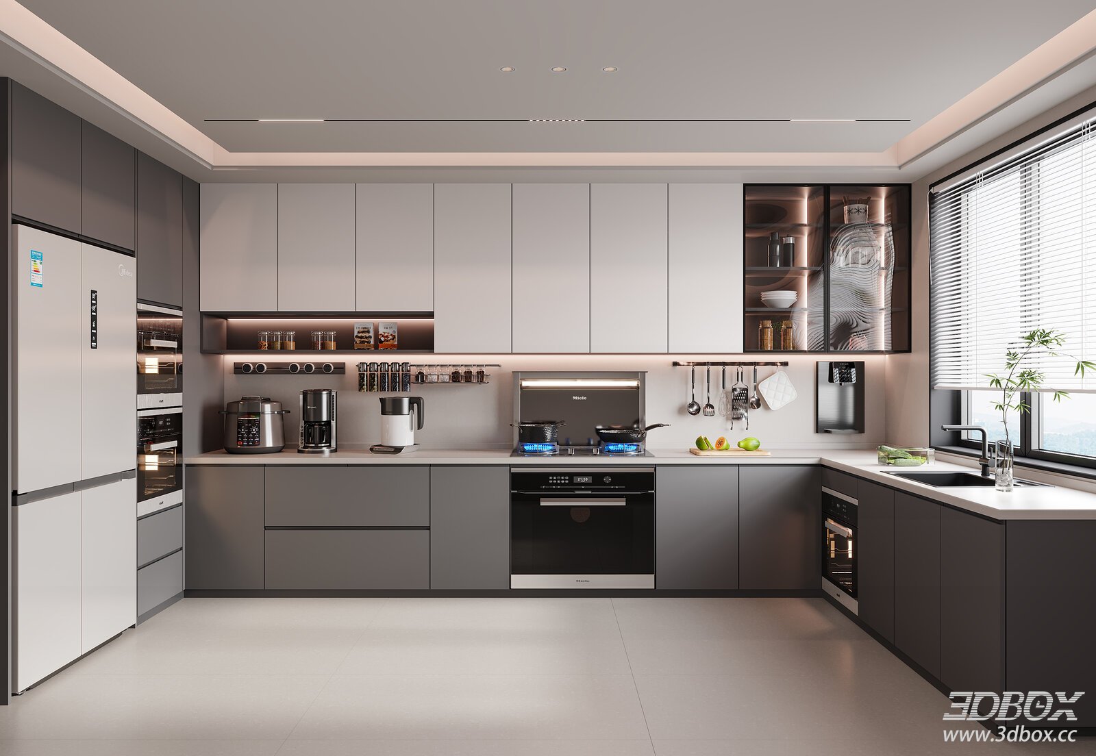 Modern Kitchen 3D model - front view