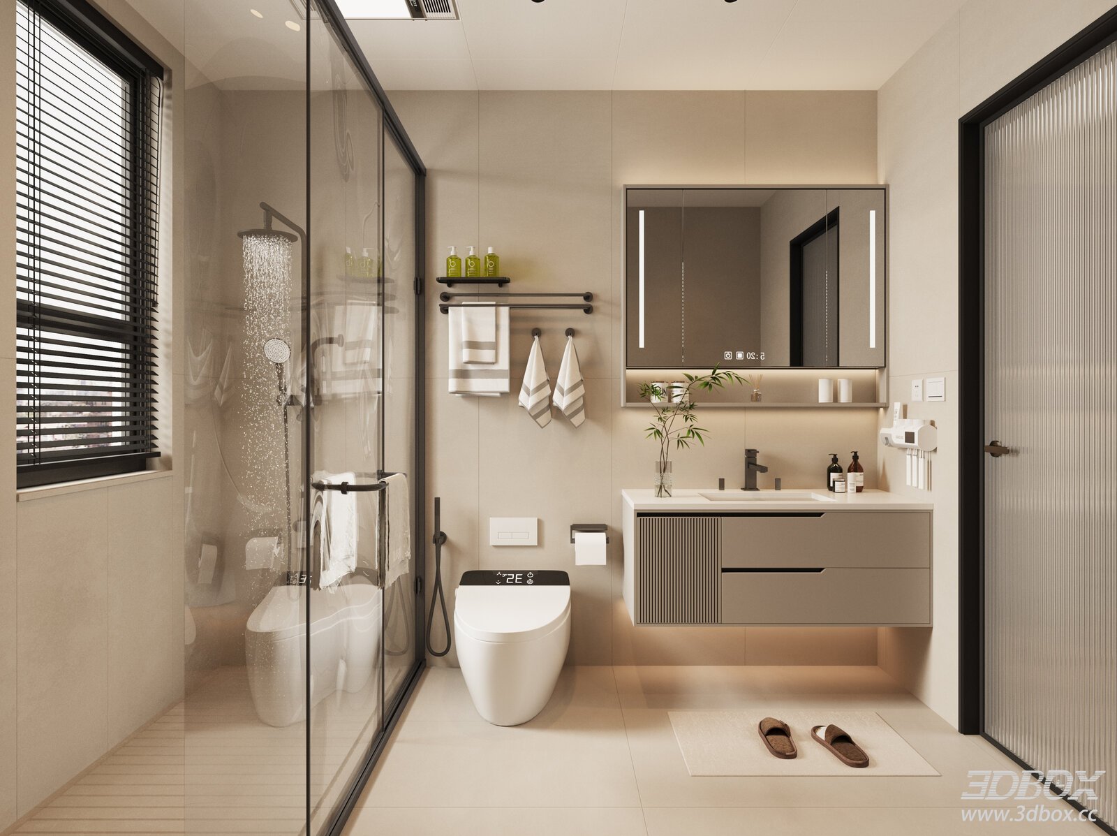Modern Bathroom 3D model - front view