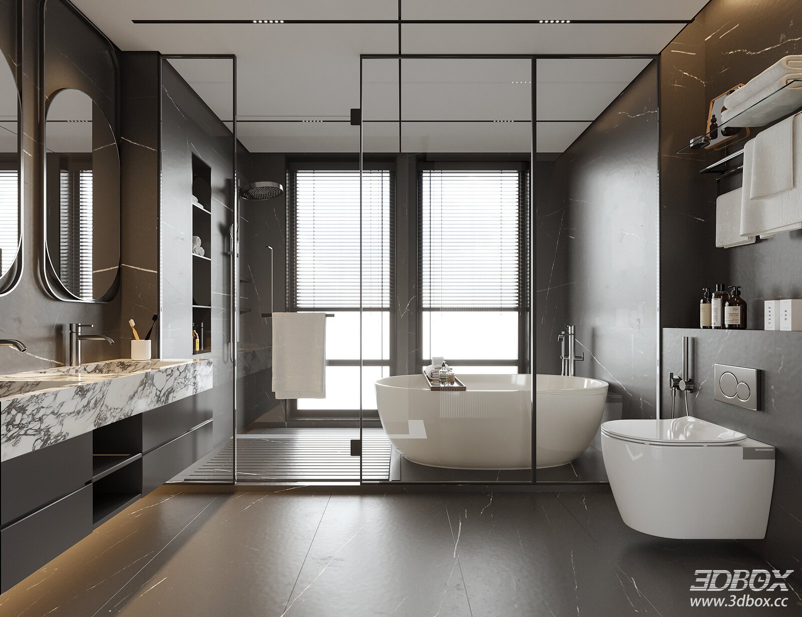 Modern Bathroom 3D model - front view
