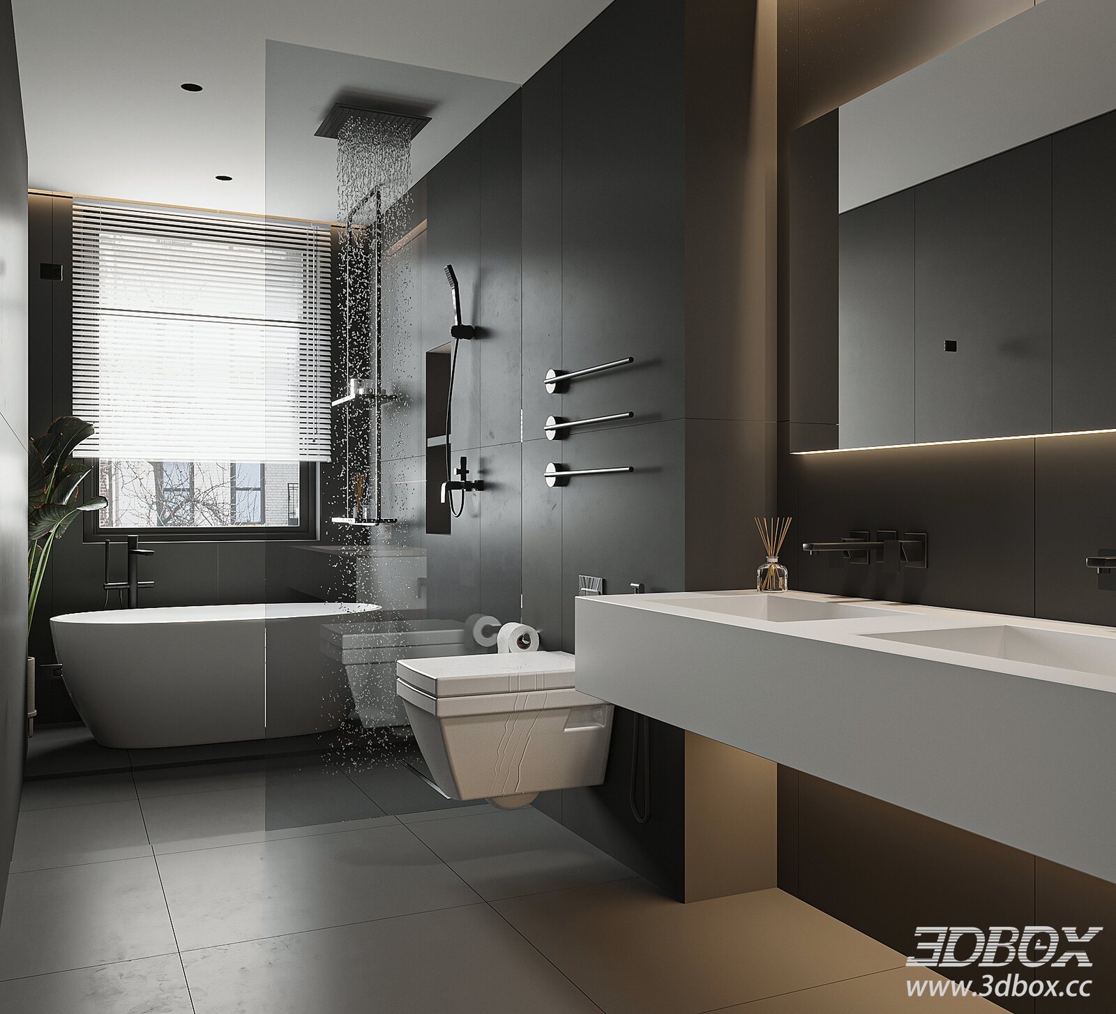 Modern Bathroom 3D model - thumbnail 1