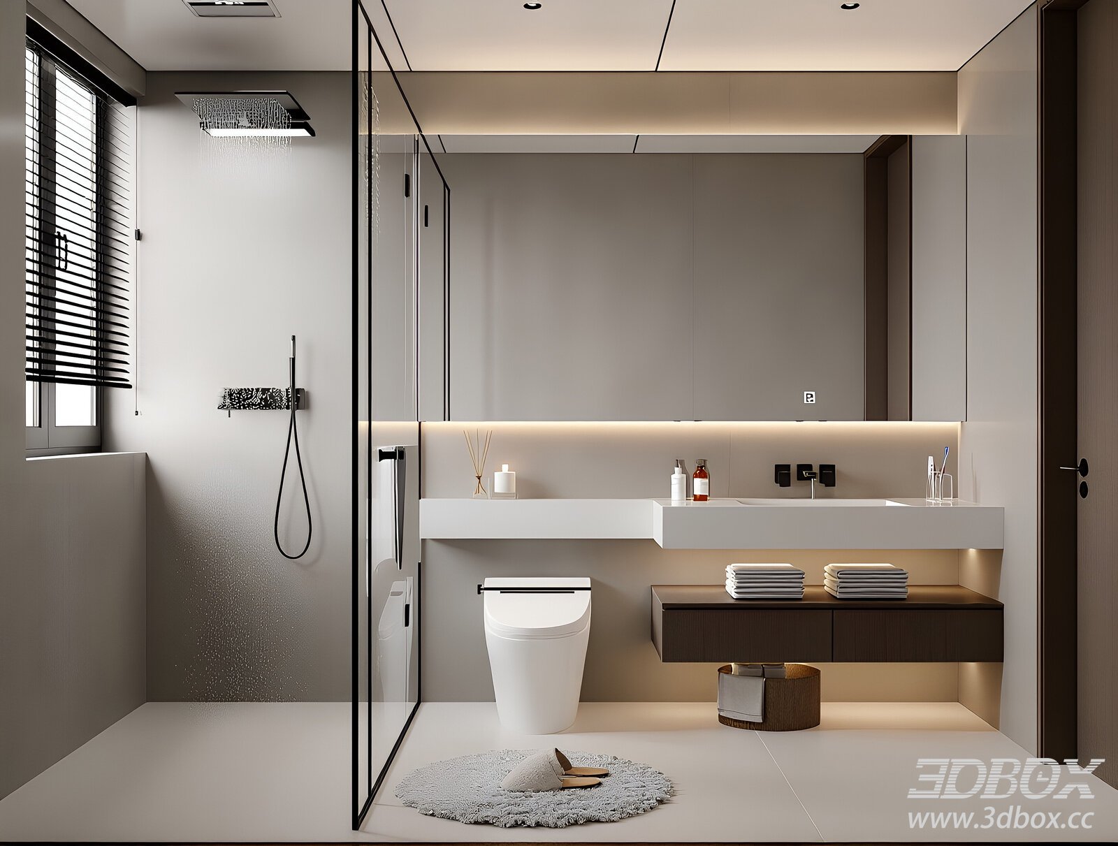 Modern Minimalist Bathroom 3D model - thumbnail 1