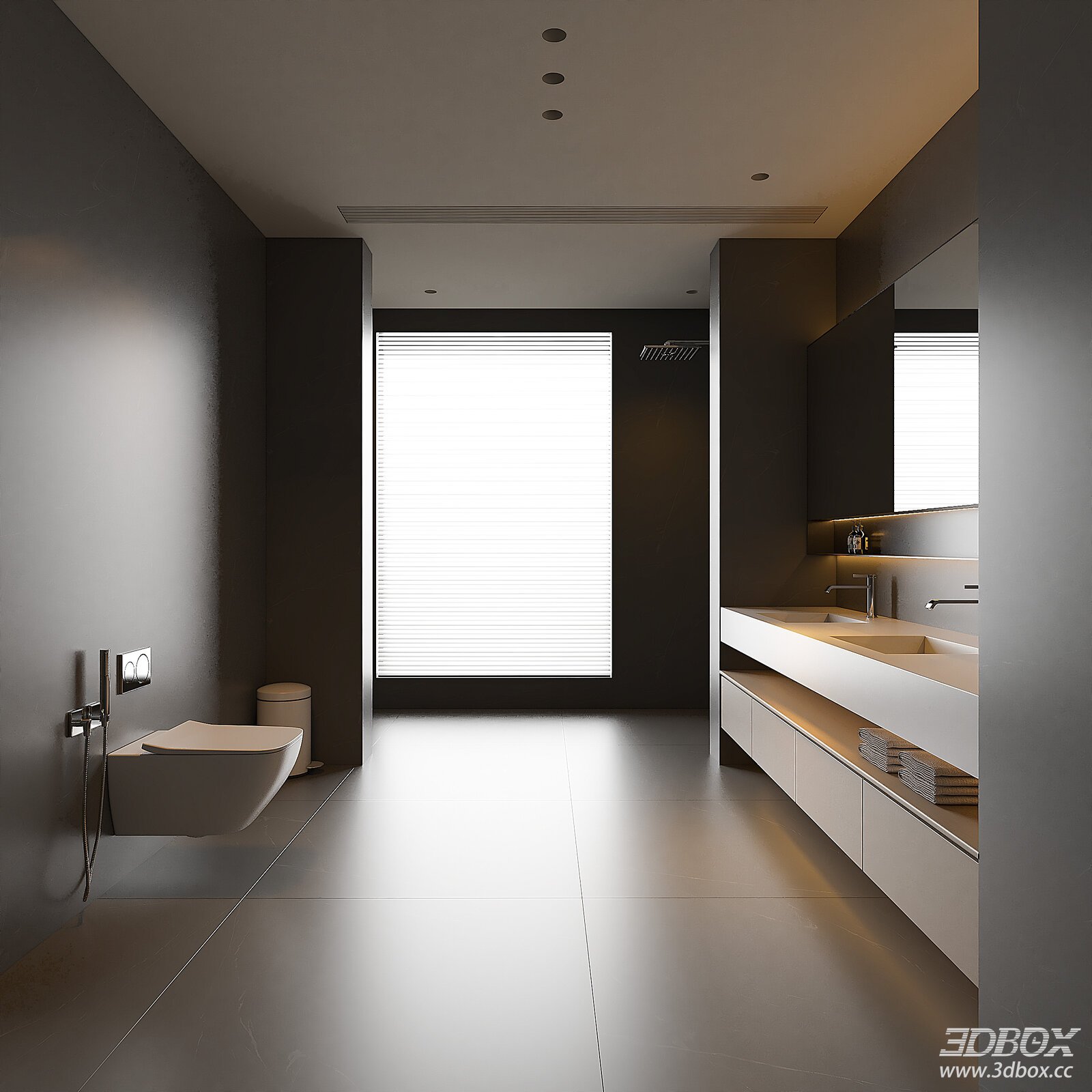 Modern Bathroom 3D model - front view