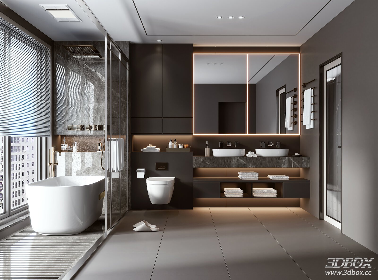 Bathroom 3D model - front view