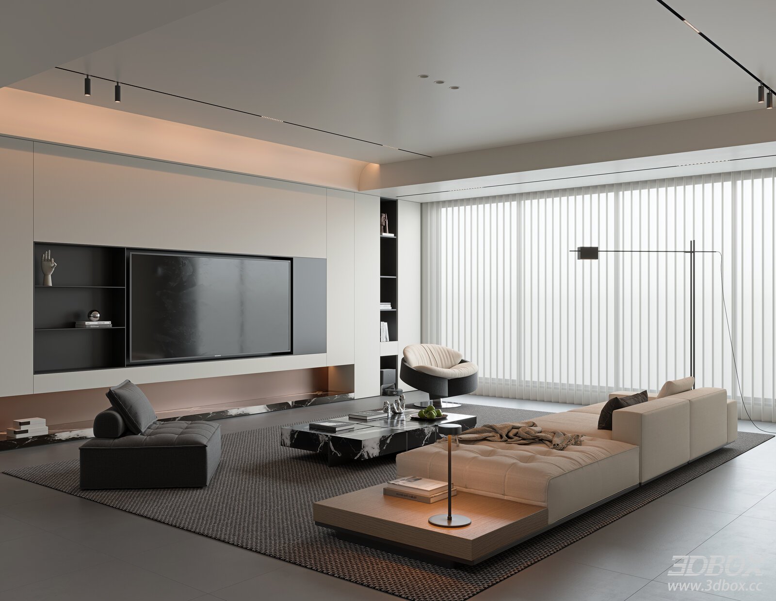Modern Living Room 3D model - thumbnail 1